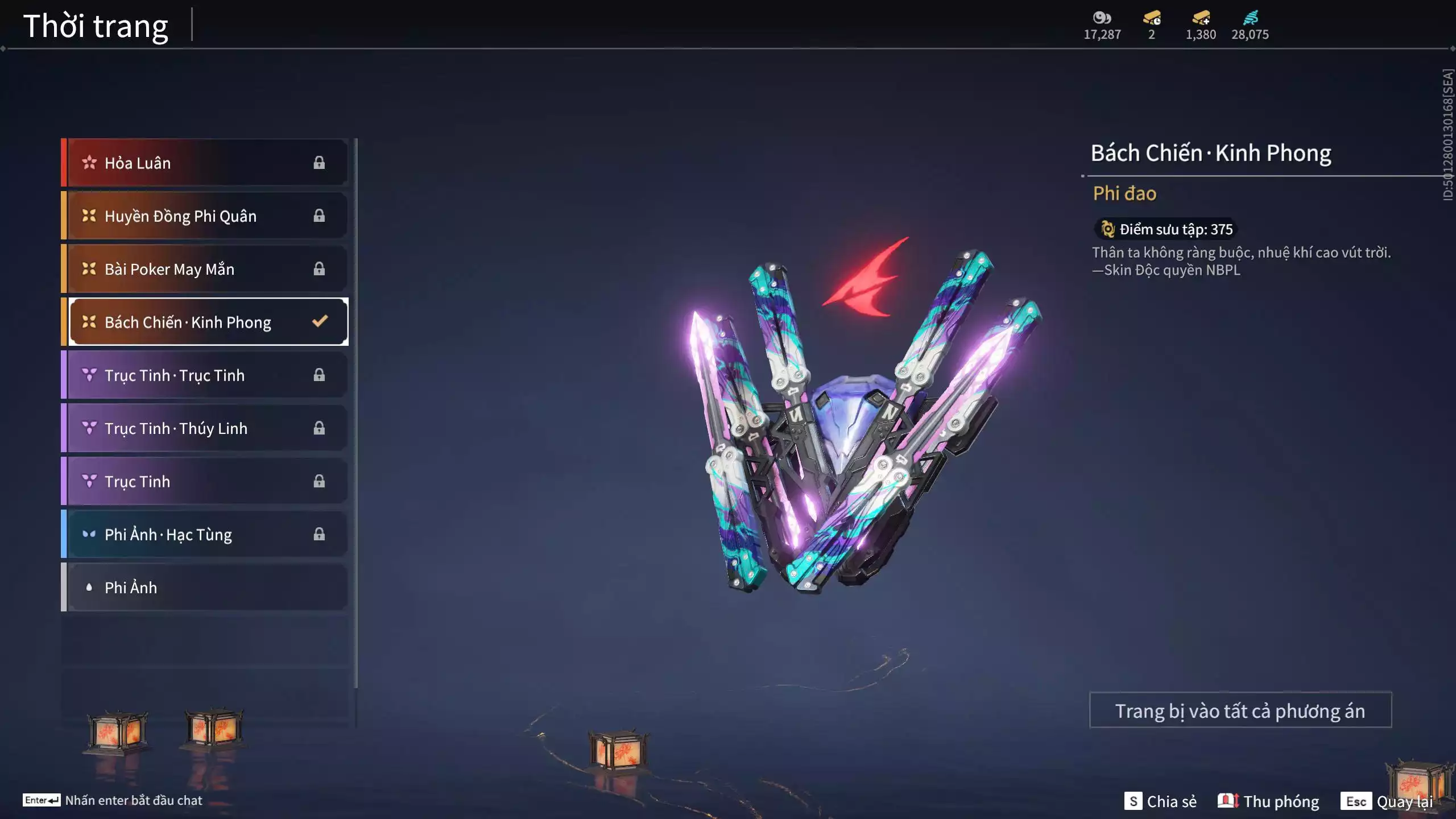 Ảnh Acc 494: 7 Vũ khí đỏ: Ngược Đêm Rạng, Song Long Chầu Nguyệt, Đại Đao Lang Vương, Bỉ Nghệ, Kích Phi Tướng, Pháo- Thiên Phạt, Long Tước, 3 Trang phục đỏ: Tân Hôn Nhuộm Đỏ, Giám Binh Hung Thần, Thanh Long Tướng Tinh