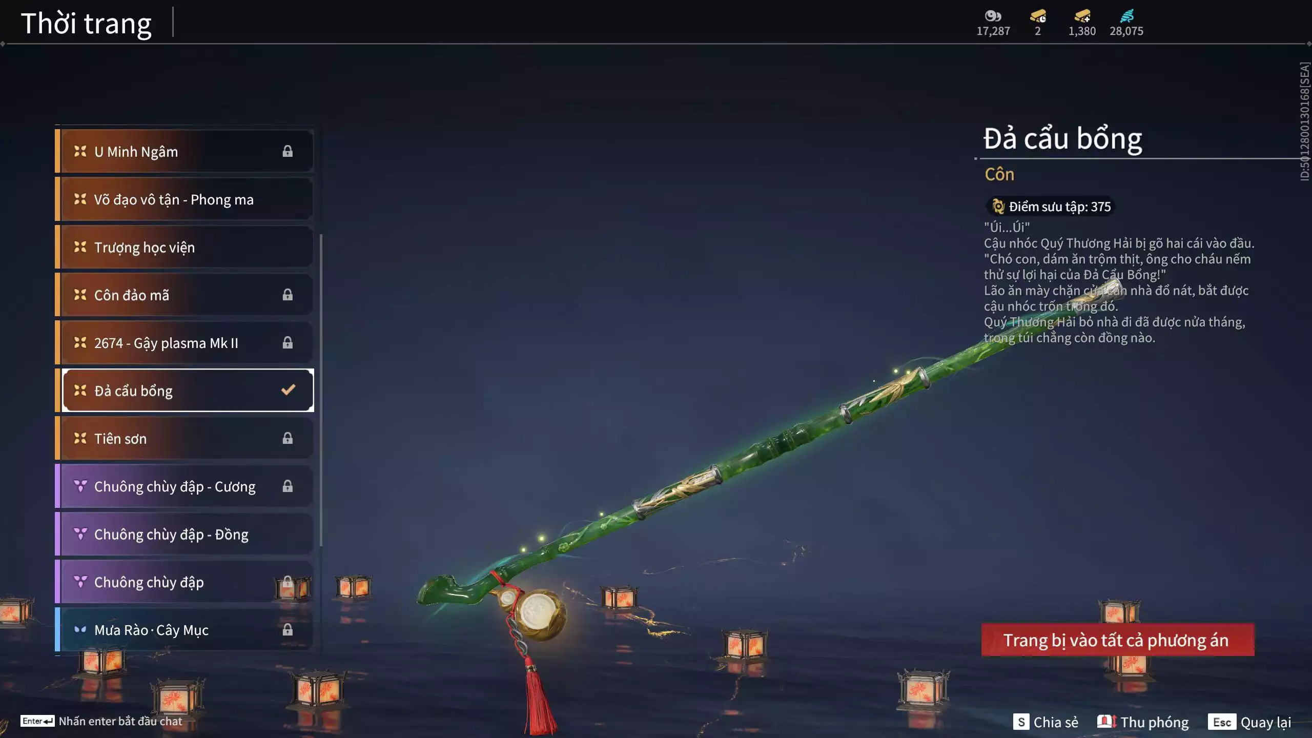 Ảnh Acc 494: 7 Vũ khí đỏ: Ngược Đêm Rạng, Song Long Chầu Nguyệt, Đại Đao Lang Vương, Bỉ Nghệ, Kích Phi Tướng, Pháo- Thiên Phạt, Long Tước, 3 Trang phục đỏ: Tân Hôn Nhuộm Đỏ, Giám Binh Hung Thần, Thanh Long Tướng Tinh