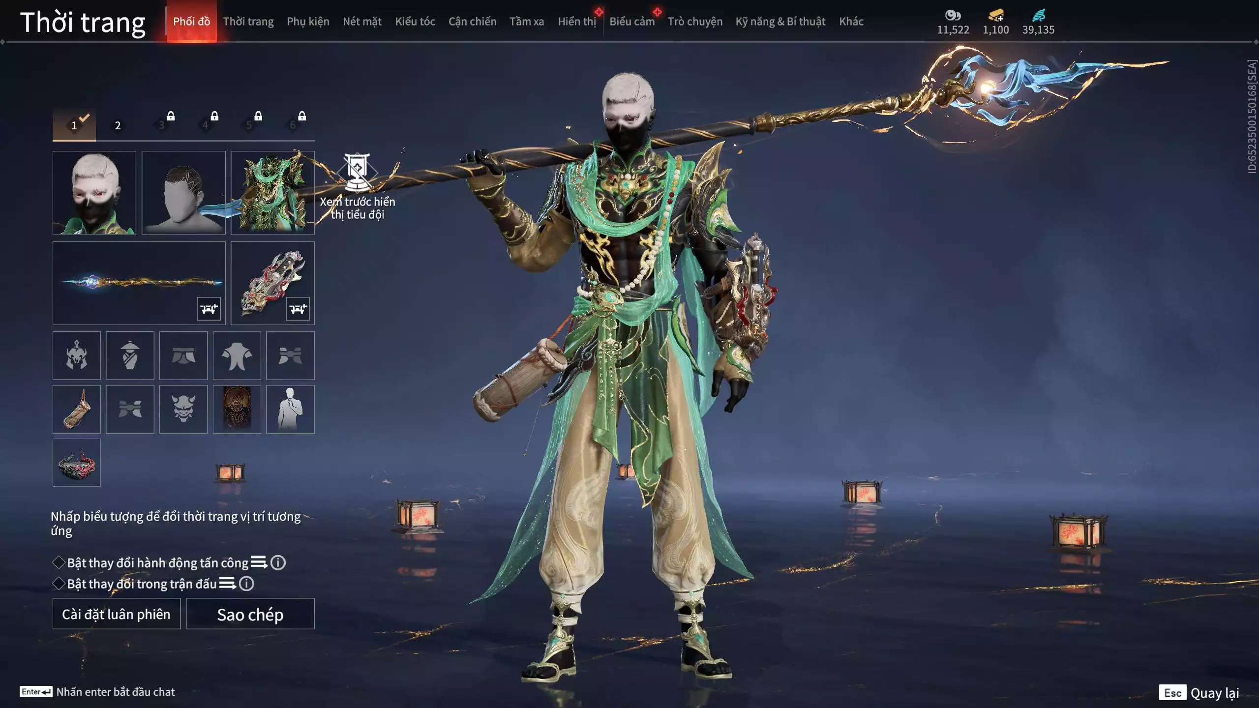 Ảnh Acc 550: ***Sẵn 1100 vàng*** 5 Vũ khí đỏ: Thương Linh Tê, Đại Đao Lang Vương, Long Tước , Song Long Chầu Nguyệt, Pháo- Thiên Phạt, 1 Trang phục đỏ: Lệ Giao Nhân