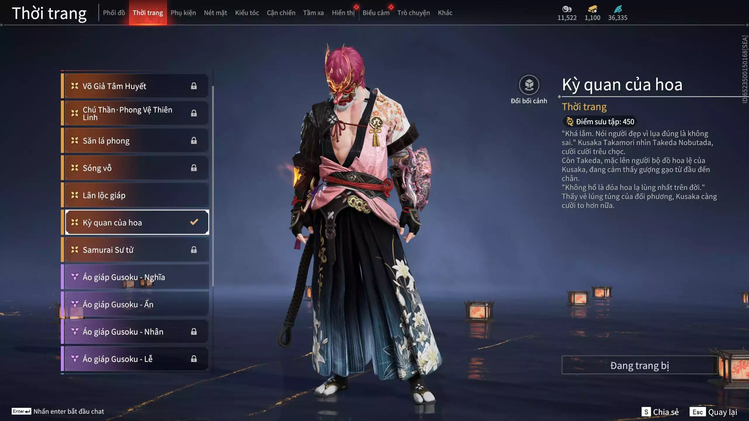 Ảnh Acc 550: ***Sẵn 1100 vàng*** 5 Vũ khí đỏ: Thương Linh Tê, Đại Đao Lang Vương, Long Tước , Song Long Chầu Nguyệt, Pháo- Thiên Phạt, 1 Trang phục đỏ: Lệ Giao Nhân