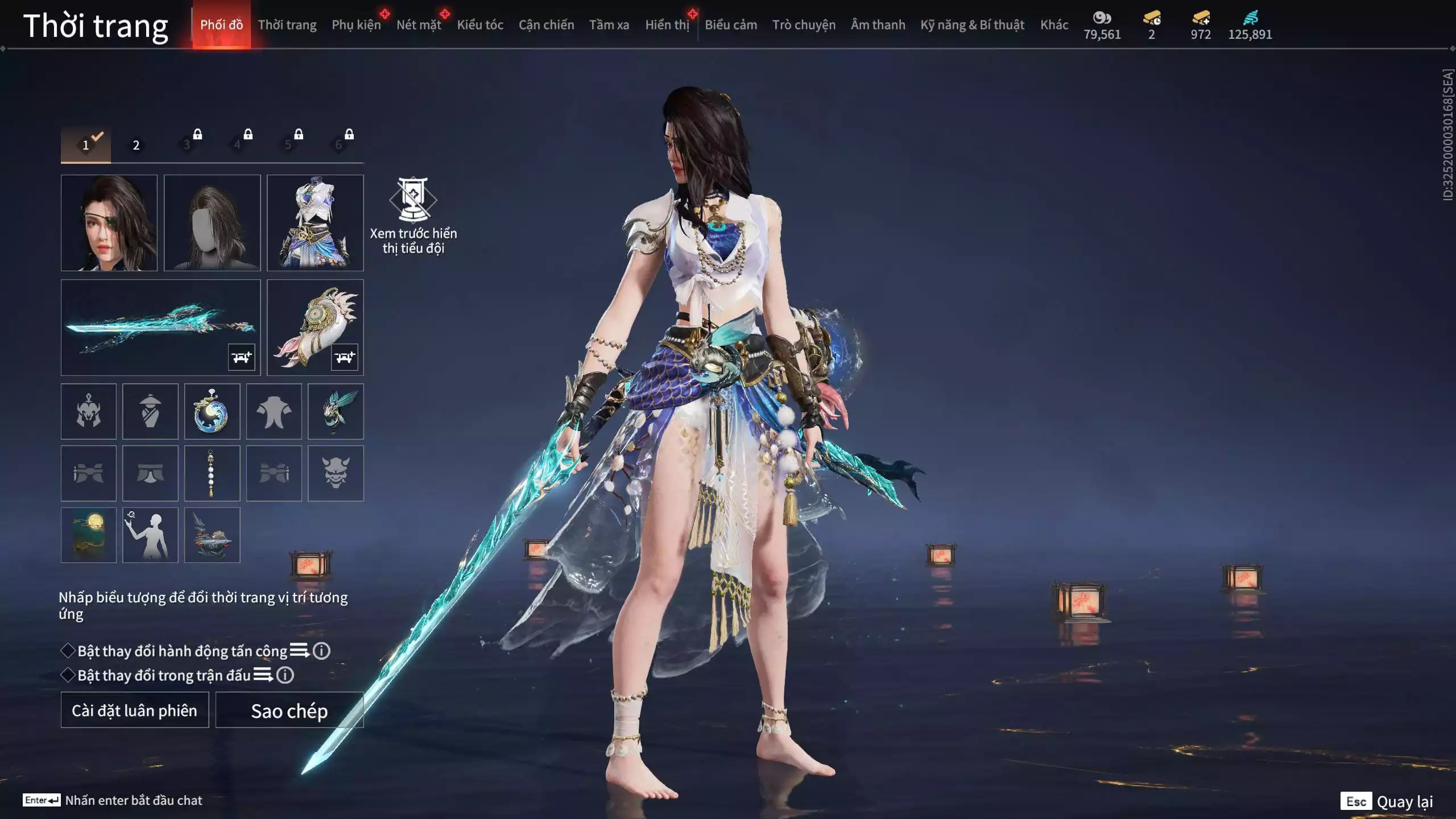 Ảnh Acc 566: 4 Vũ khí đỏ: Tinh Đế, Song Long Chầu Nguyệt, Kích Phi Tướng, Long Tước, 2 Trang phục đỏ: Hóa Thân Minh Vương, Báu Vật Biển