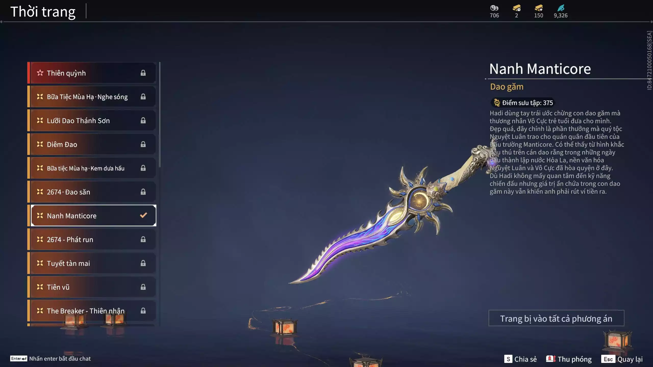 Ảnh Acc 545: 3 Vũ khí đỏ: Kinh Bách Lý, Song Long Chầu Nguyệt, Long Tước, 2 Trang phục đỏ: Tân Hôn Nhuộm Đỏ, Điệp Mộng