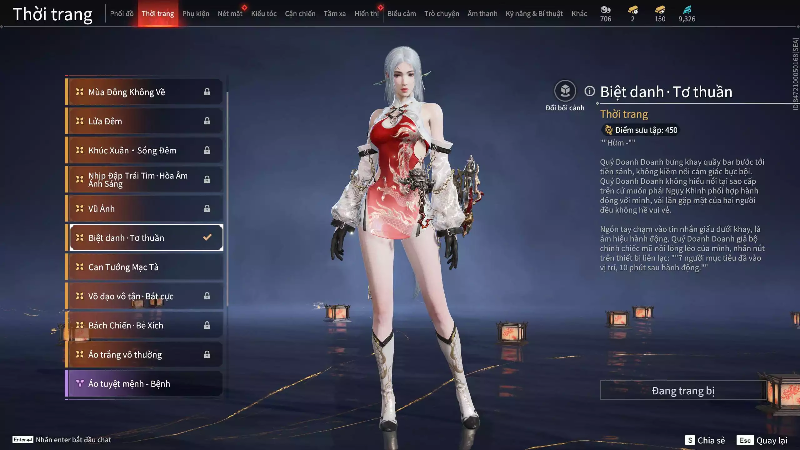 Ảnh Acc 545: 3 Vũ khí đỏ: Kinh Bách Lý, Song Long Chầu Nguyệt, Long Tước, 2 Trang phục đỏ: Tân Hôn Nhuộm Đỏ, Điệp Mộng