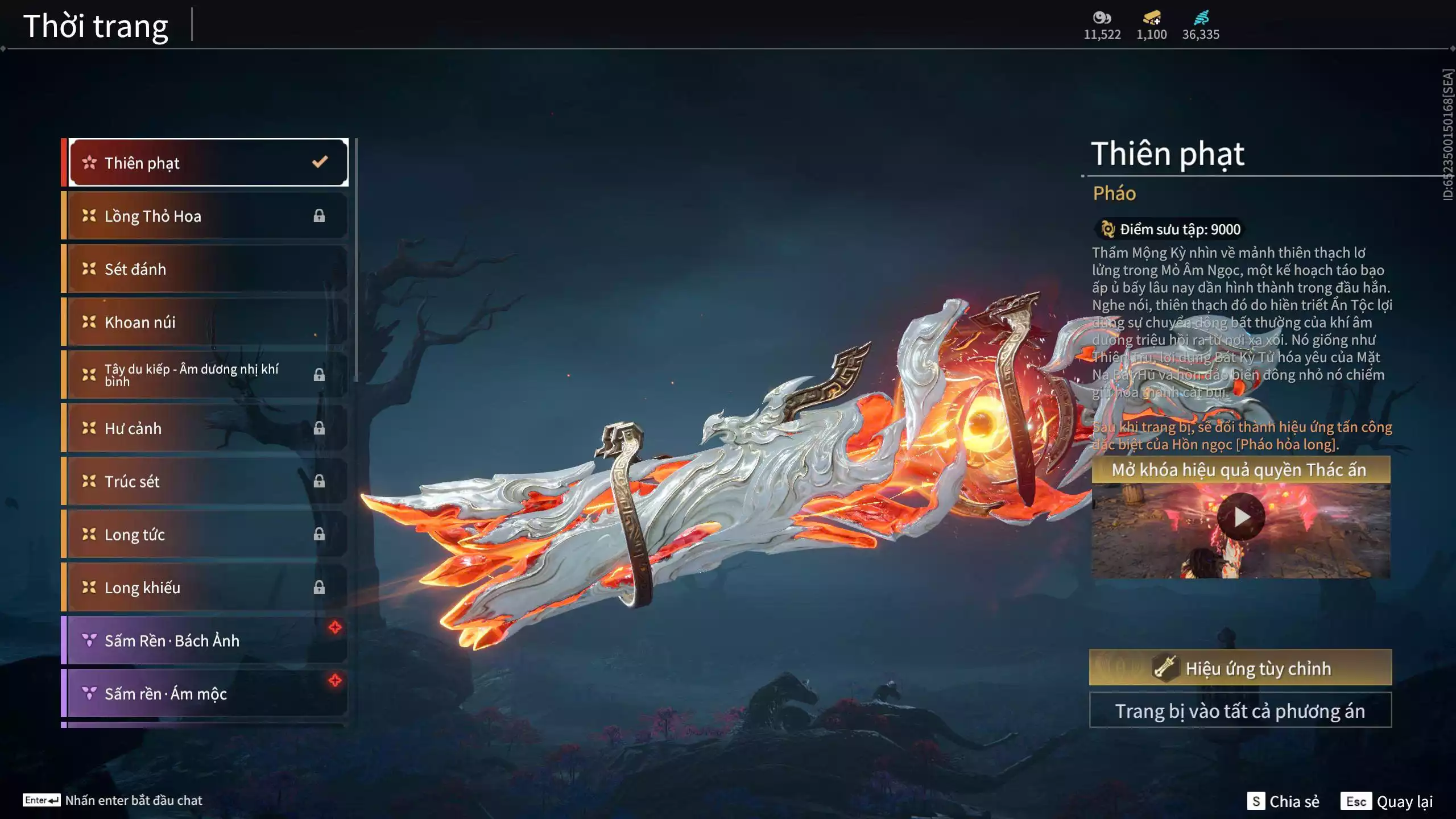 Ảnh Acc 550: ***Sẵn 1100 vàng*** 5 Vũ khí đỏ: Thương Linh Tê, Đại Đao Lang Vương, Long Tước , Song Long Chầu Nguyệt, Pháo- Thiên Phạt, 1 Trang phục đỏ: Lệ Giao Nhân