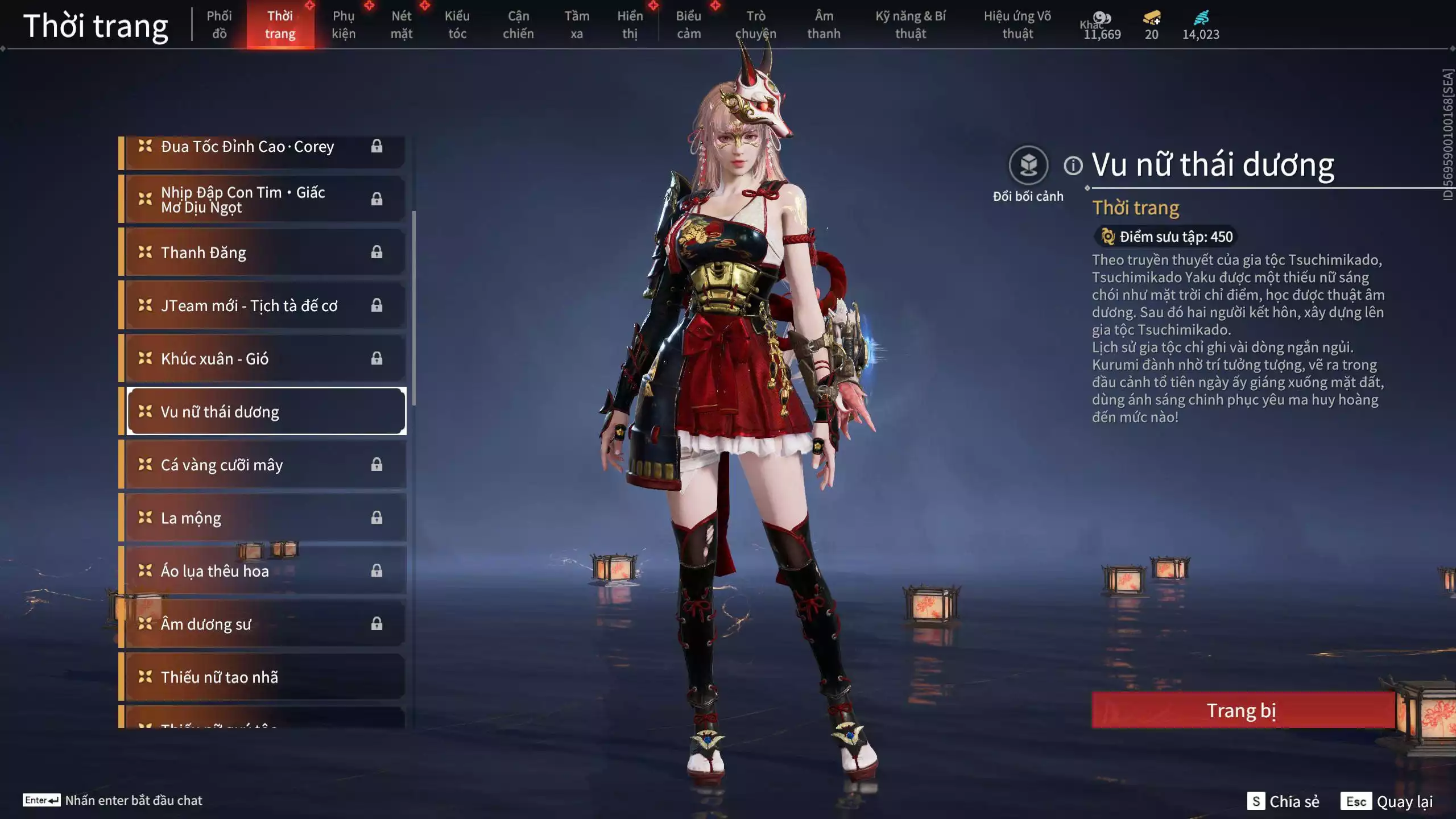 Ảnh Acc 530: 4 Vũ khí đỏ: Kiếm Thiếu Dương, Kích phi tướng, Song Long Chầu Nguyệt, Long Tước, 4 Thời trang đỏ: Giám binh hung thần, Hóa Thân Minh Vương, Người Hóa Đạo, Điệp Mộng