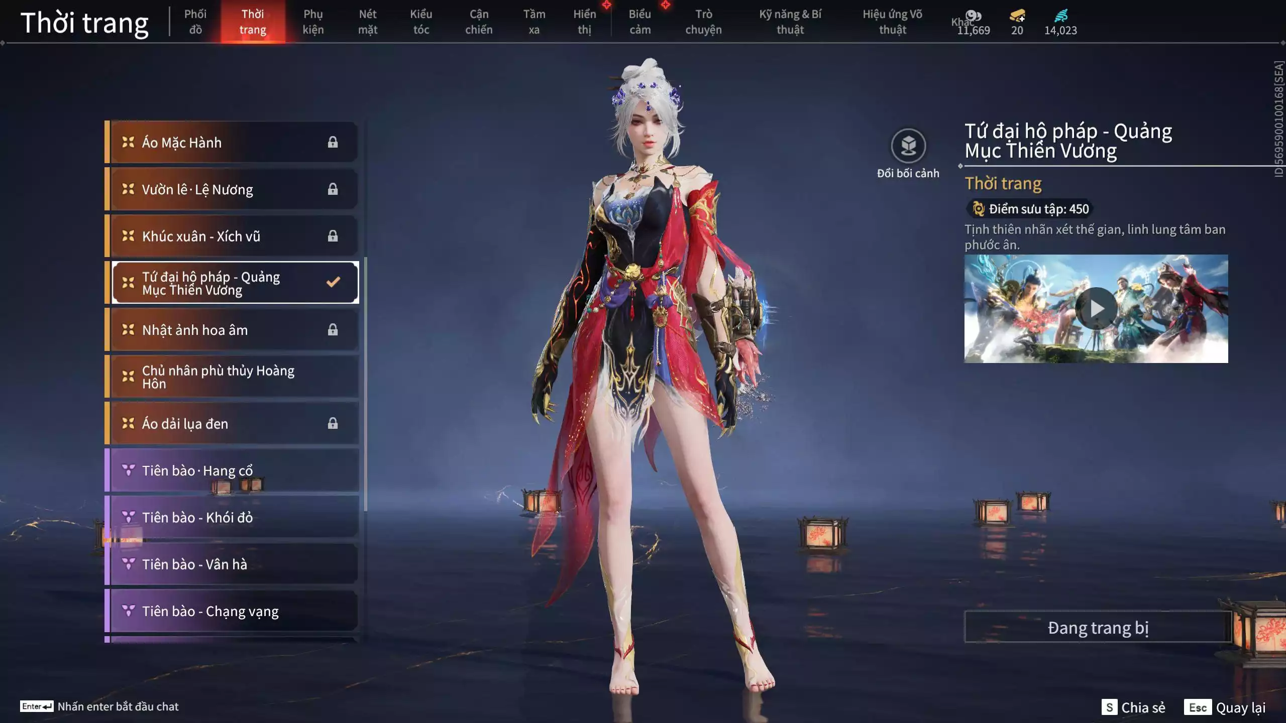 Ảnh Acc 530: 4 Vũ khí đỏ: Kiếm Thiếu Dương, Kích phi tướng, Song Long Chầu Nguyệt, Long Tước, 4 Thời trang đỏ: Giám binh hung thần, Hóa Thân Minh Vương, Người Hóa Đạo, Điệp Mộng