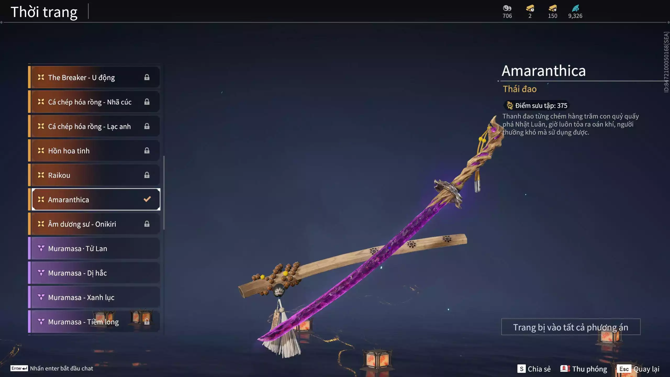 Ảnh Acc 545: 3 Vũ khí đỏ: Kinh Bách Lý, Song Long Chầu Nguyệt, Long Tước, 2 Trang phục đỏ: Tân Hôn Nhuộm Đỏ, Điệp Mộng