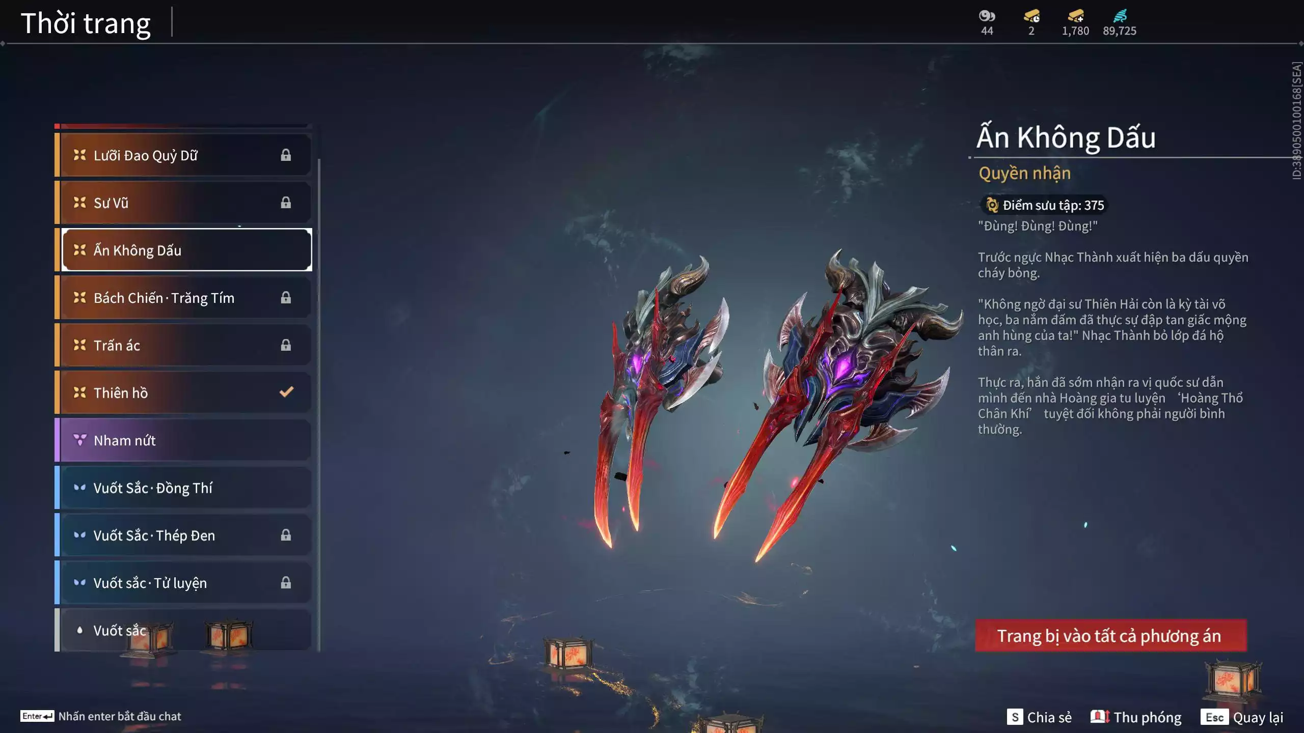 Ảnh Acc 567: ***Sẵn 1780 vàng***5 Đồ đỏ: Lăng Tiêu Vũ, Thiên Nữ Anh Vân, Hóa Thân Minh Vương, Giám Binh Hung Thần, Long Tước