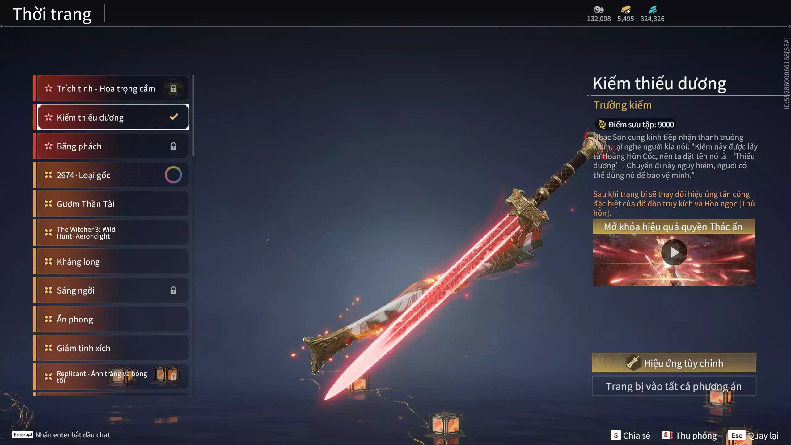 Ảnh Acc 645:***Sẵn 5K5 Vàng***8 Vũ khí đỏ, 7 Trang phục đỏ