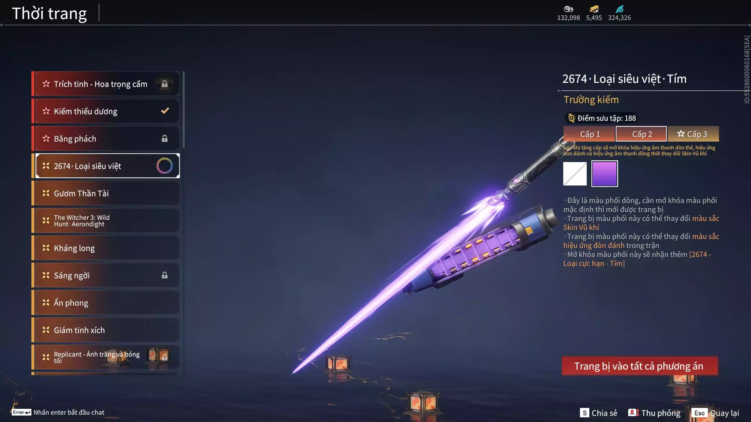 Ảnh Acc 645:***Sẵn 5K5 Vàng***8 Vũ khí đỏ, 7 Trang phục đỏ