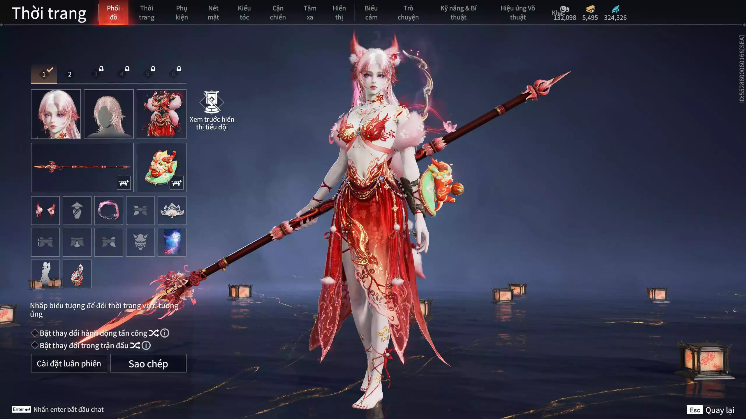 Ảnh Acc 645:***Sẵn 5K5 Vàng***8 Vũ khí đỏ, 7 Trang phục đỏ