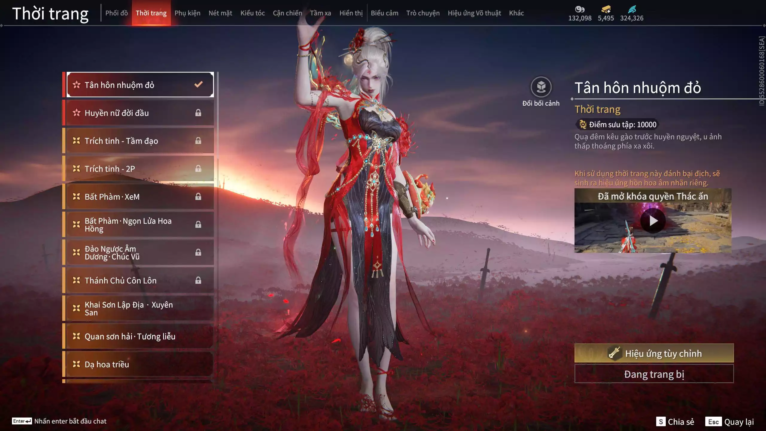 Ảnh Acc 645:***Sẵn 5K5 Vàng***8 Vũ khí đỏ, 7 Trang phục đỏ