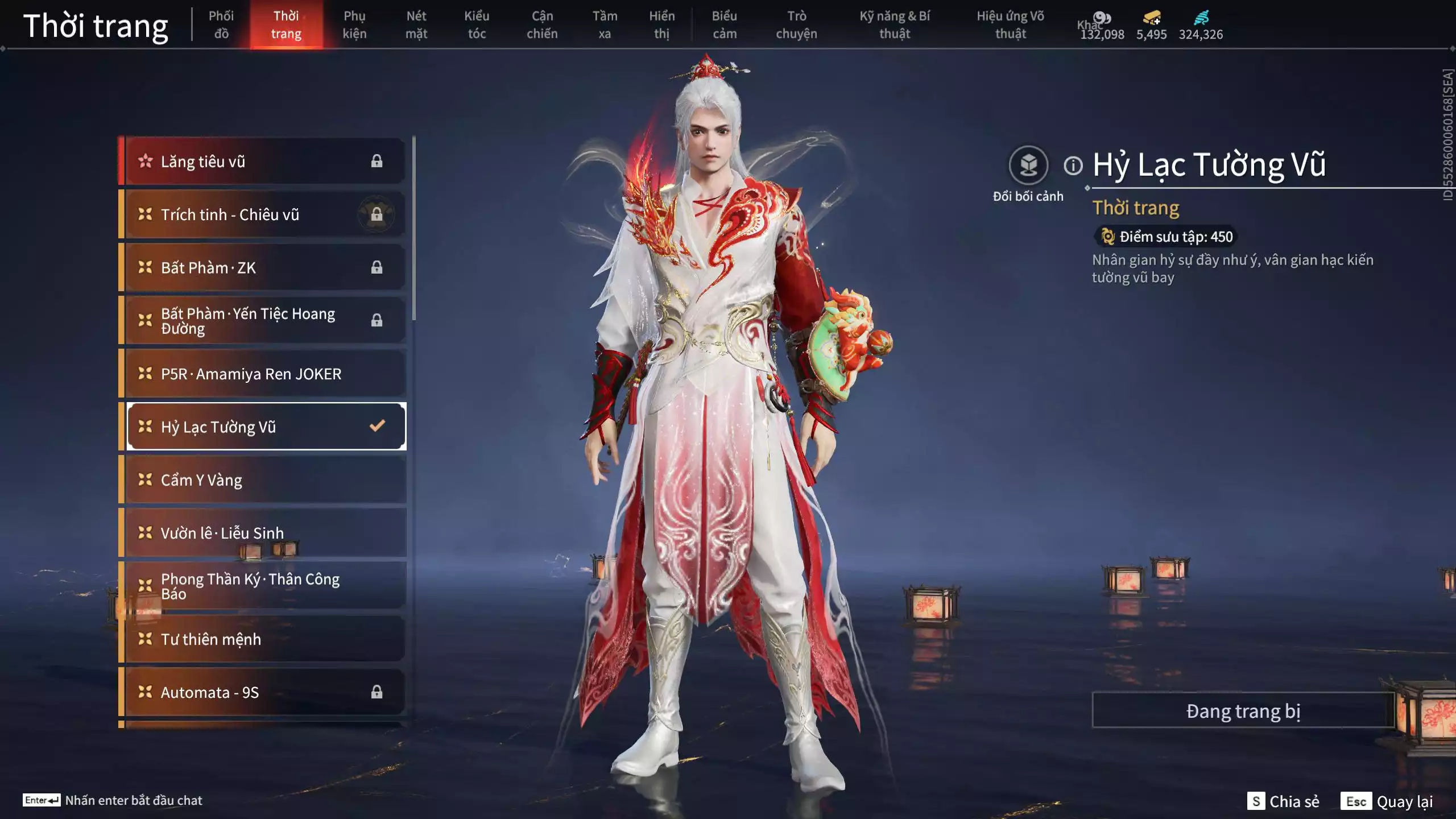 Ảnh Acc 645:***Sẵn 5K5 Vàng***8 Vũ khí đỏ, 7 Trang phục đỏ