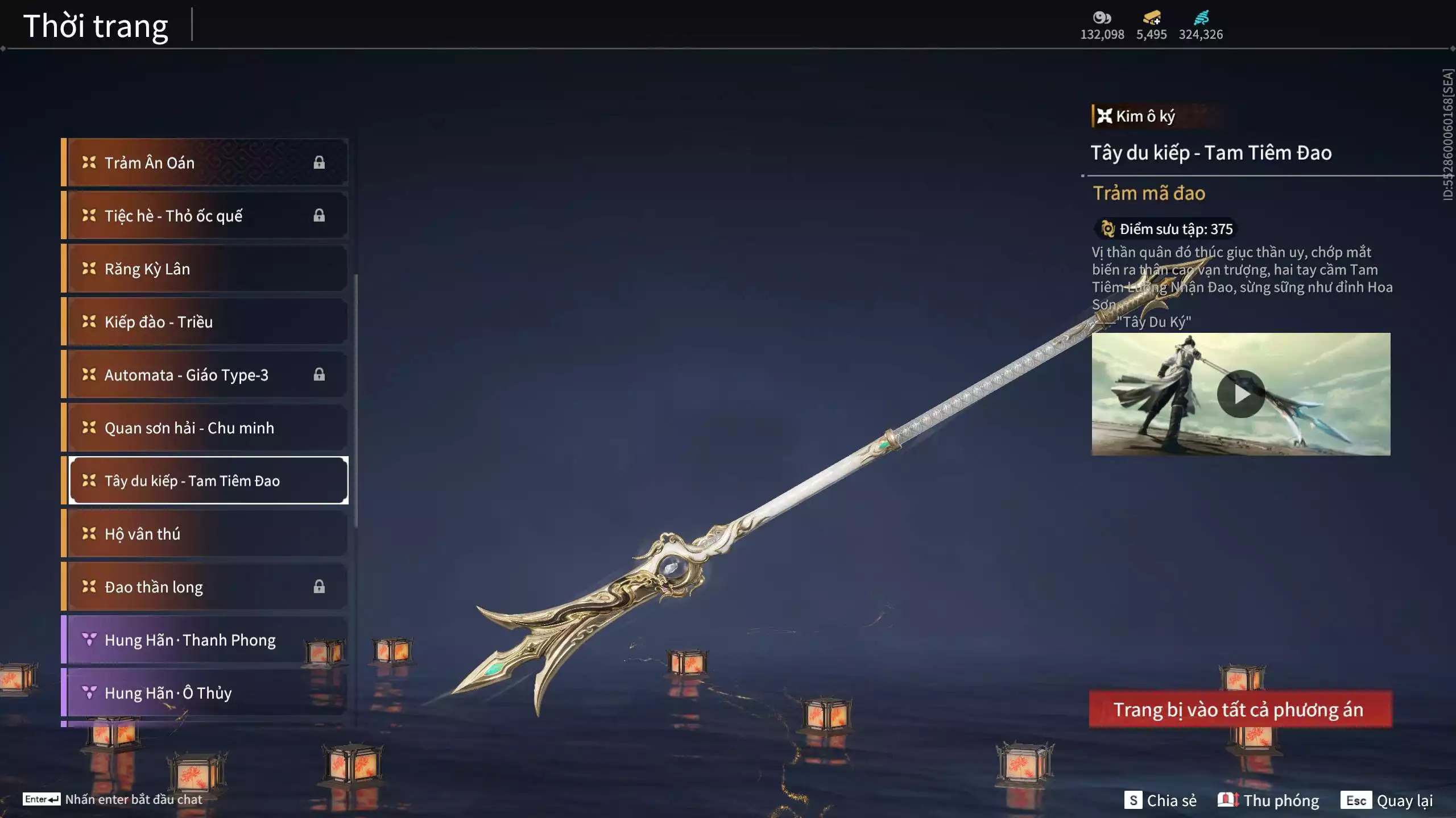 Ảnh Acc 645:***Sẵn 5K5 Vàng***8 Vũ khí đỏ, 7 Trang phục đỏ