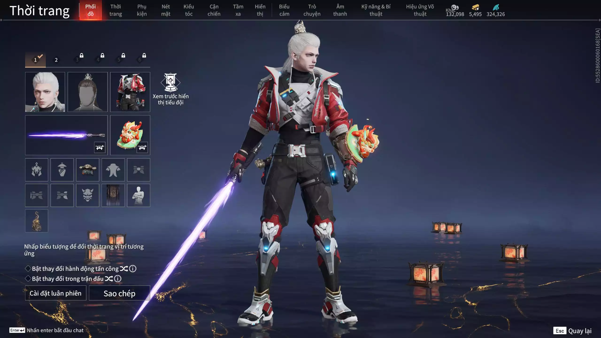 Ảnh Acc 645:***Sẵn 5K5 Vàng***8 Vũ khí đỏ, 7 Trang phục đỏ