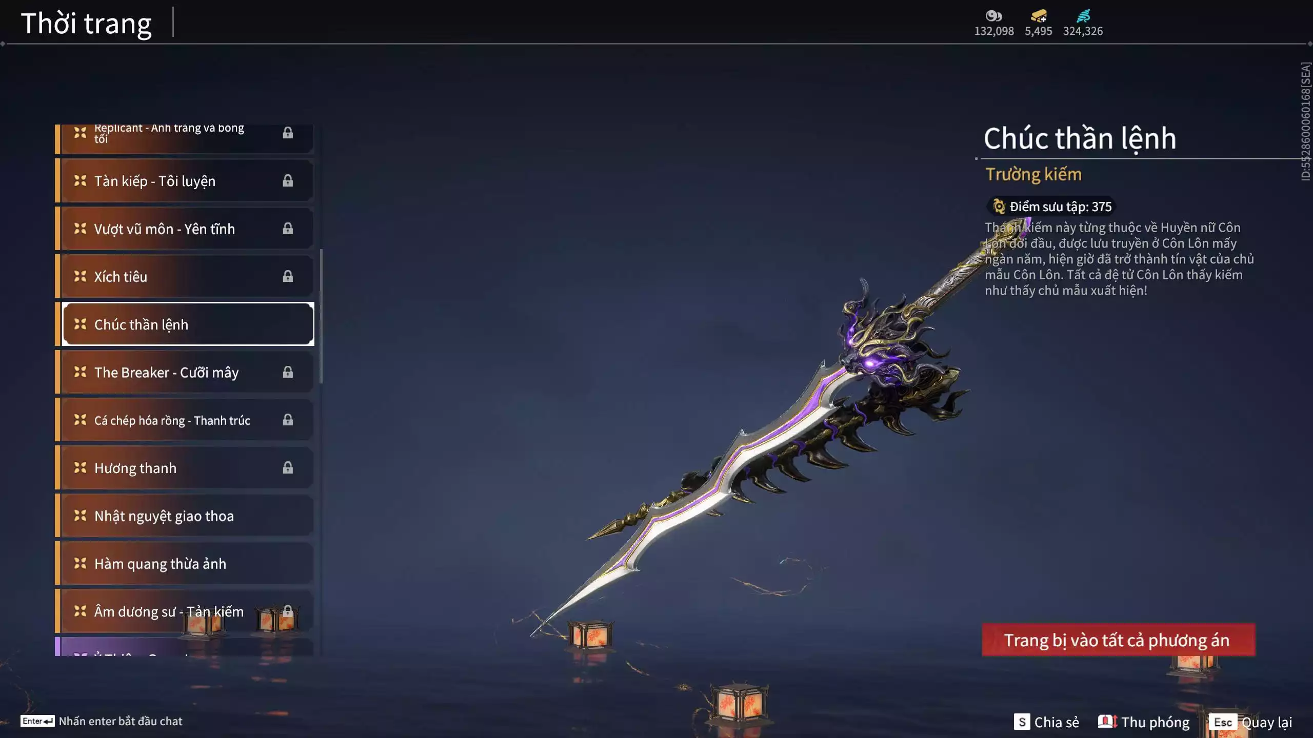 Ảnh Acc 645:***Sẵn 5K5 Vàng***8 Vũ khí đỏ, 7 Trang phục đỏ