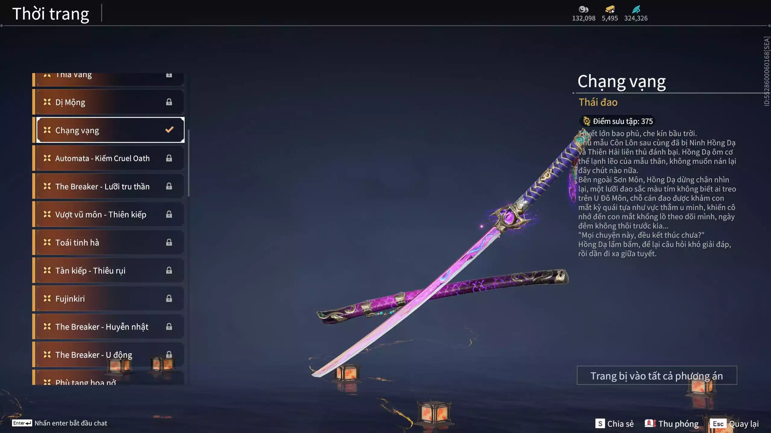 Ảnh Acc 645:***Sẵn 5K5 Vàng***8 Vũ khí đỏ, 7 Trang phục đỏ