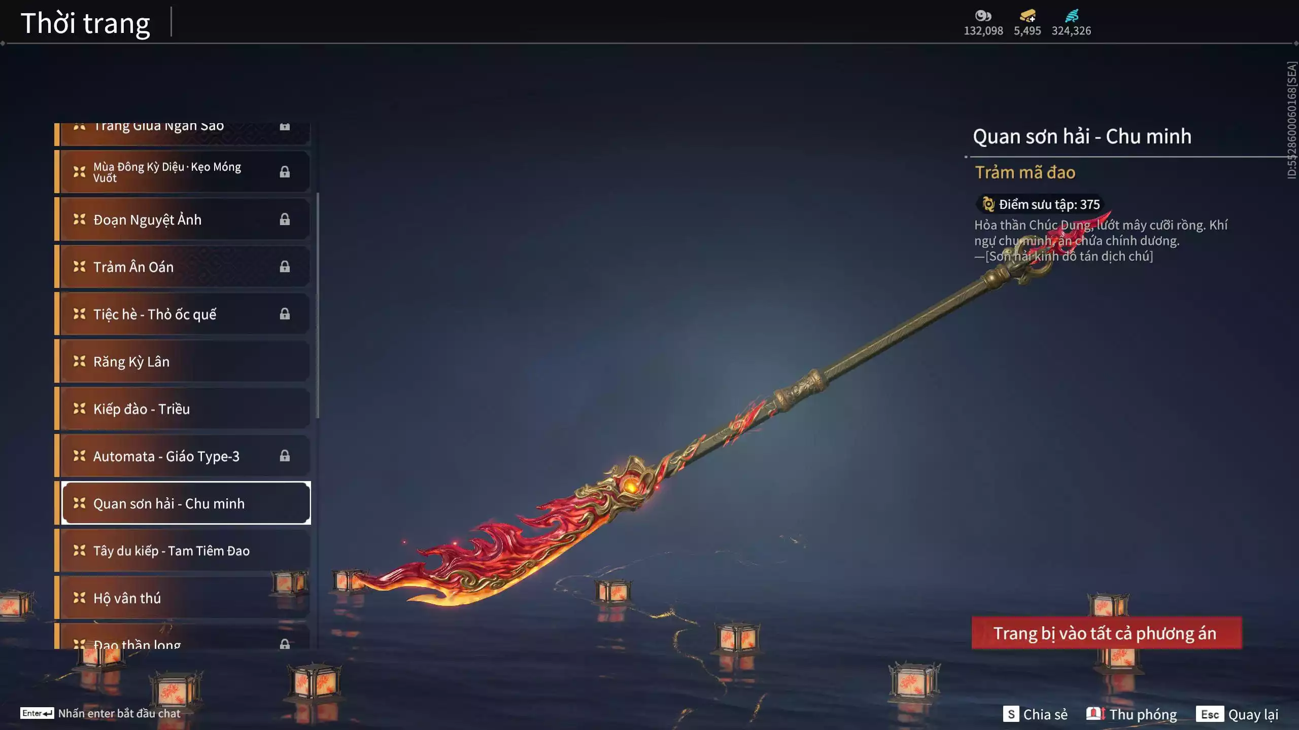 Ảnh Acc 645:***Sẵn 5K5 Vàng***8 Vũ khí đỏ, 7 Trang phục đỏ