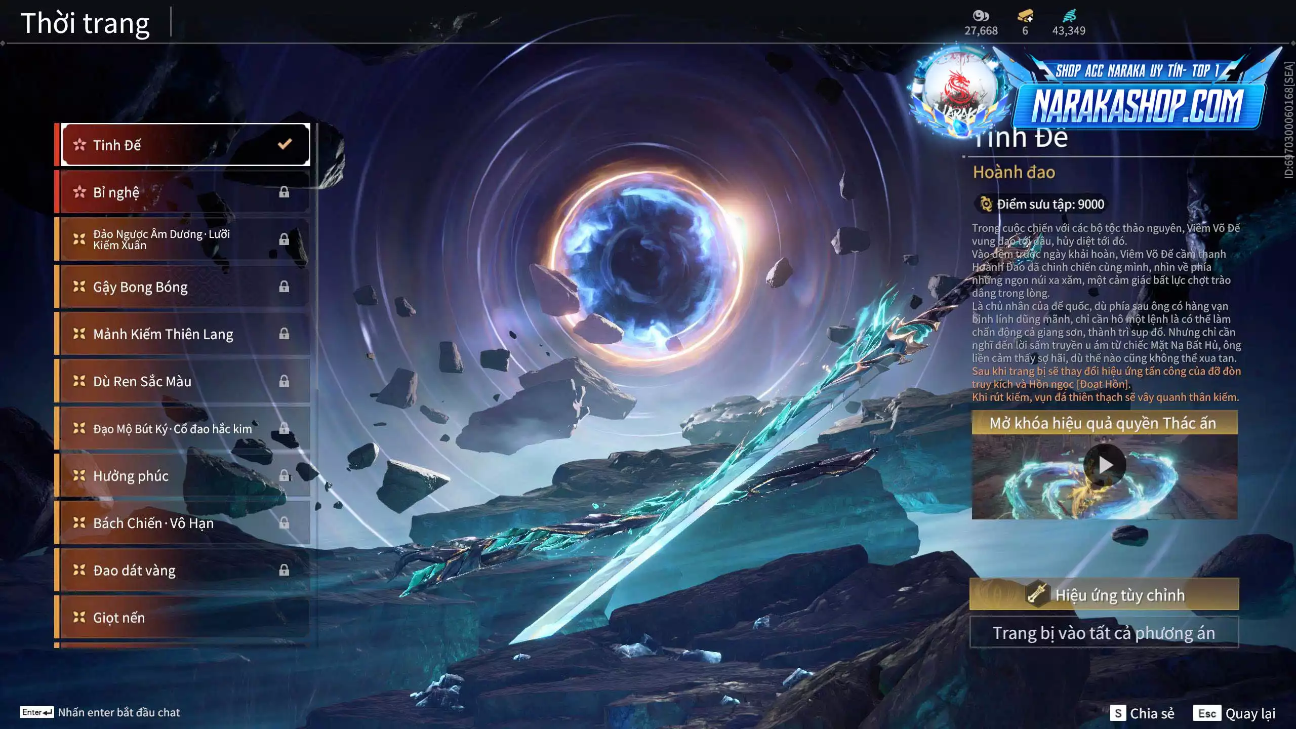 Ảnh Acc 579: 5 Vũ khí đỏ: Tinh Đế, Kích Phi Tướng, Song Long Chầu Nguyệt, Kinh Bách Lý, Long Tước, 3 Trang phục đỏ: Hoa Của Cát, Thủ Mặc Kỳ, Lưu Kim Hiểu Cẩm