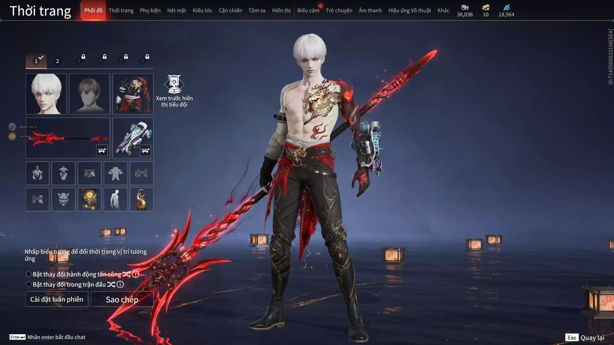 Ảnh Acc 681: 5 Vũ khí đỏ, 2 Trang phục đỏ