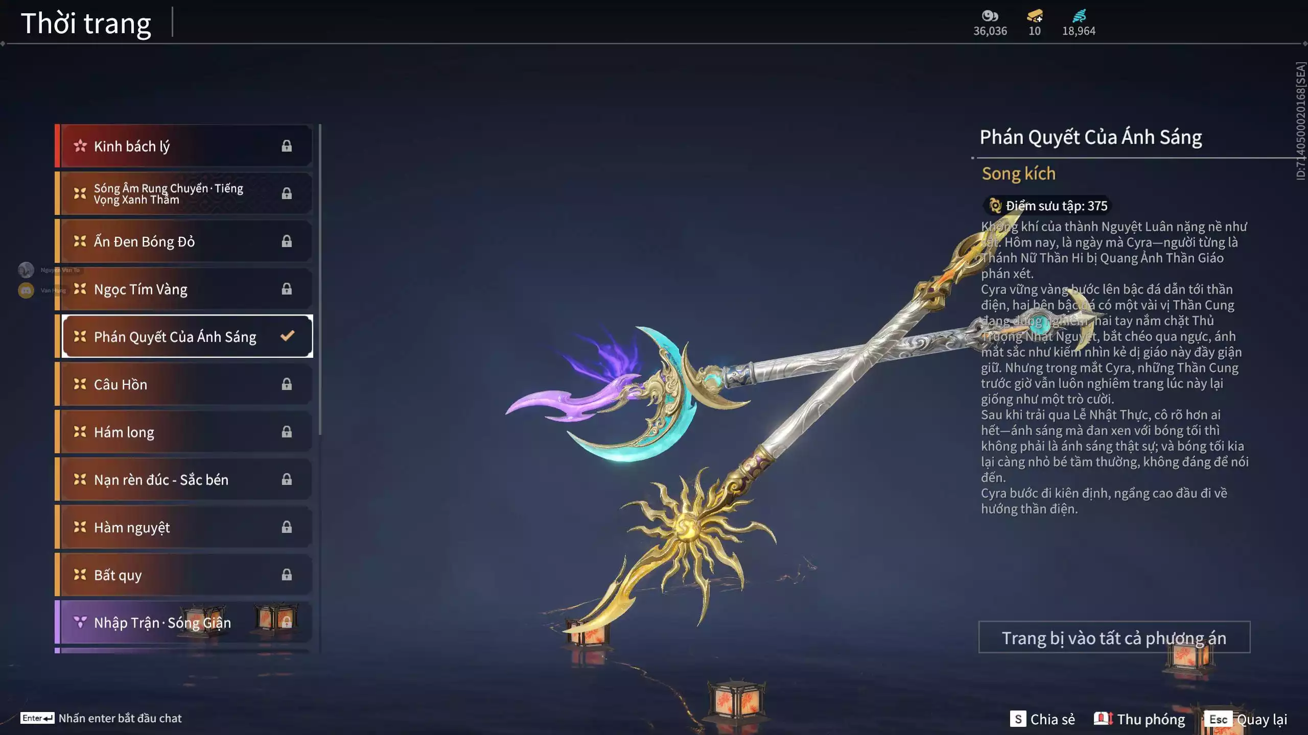 Ảnh Acc 681: 5 Vũ khí đỏ, 2 Trang phục đỏ