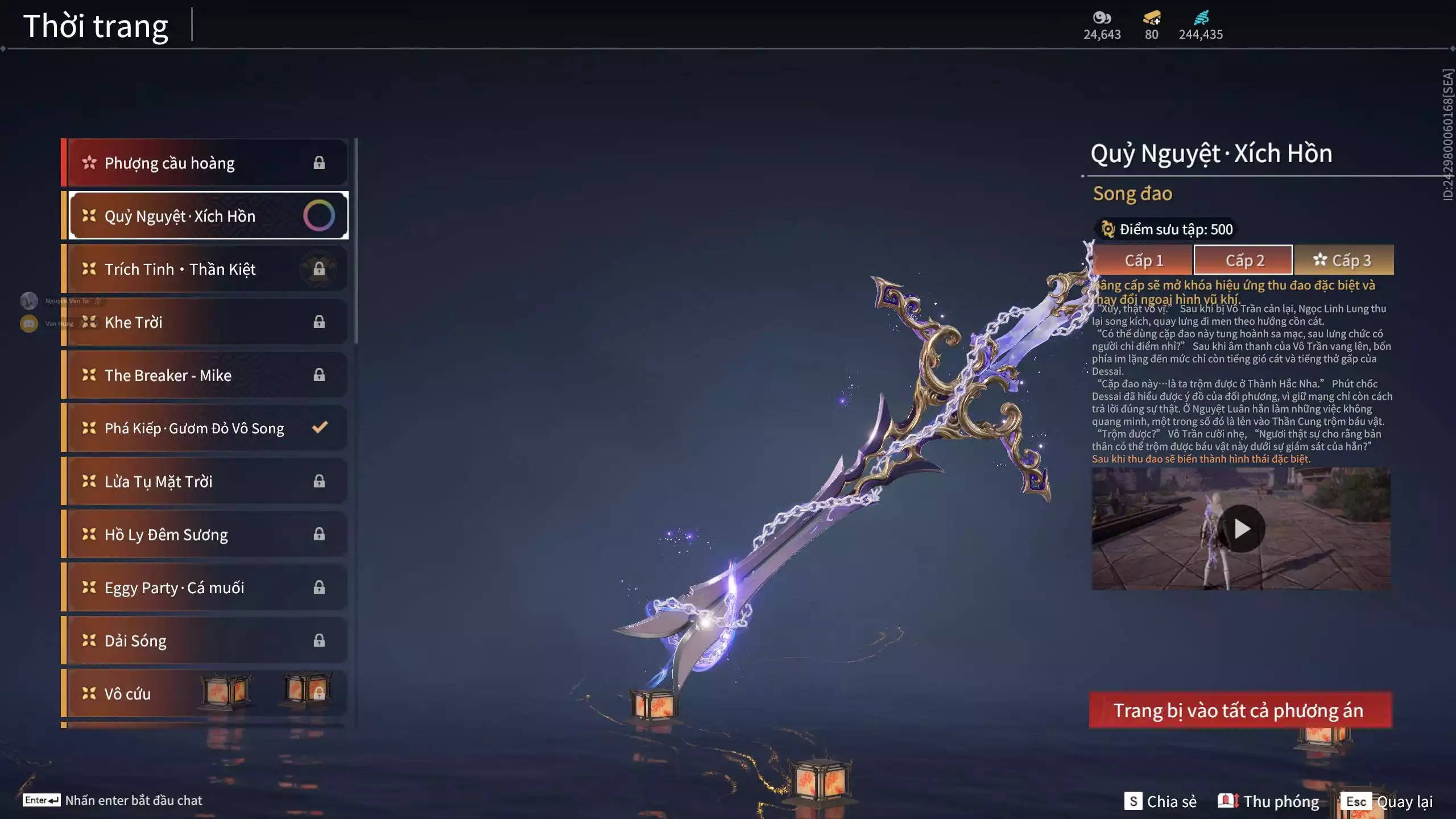 Ảnh Acc 412: 8 Vũ khí đỏ, 5 Trang phục đỏ