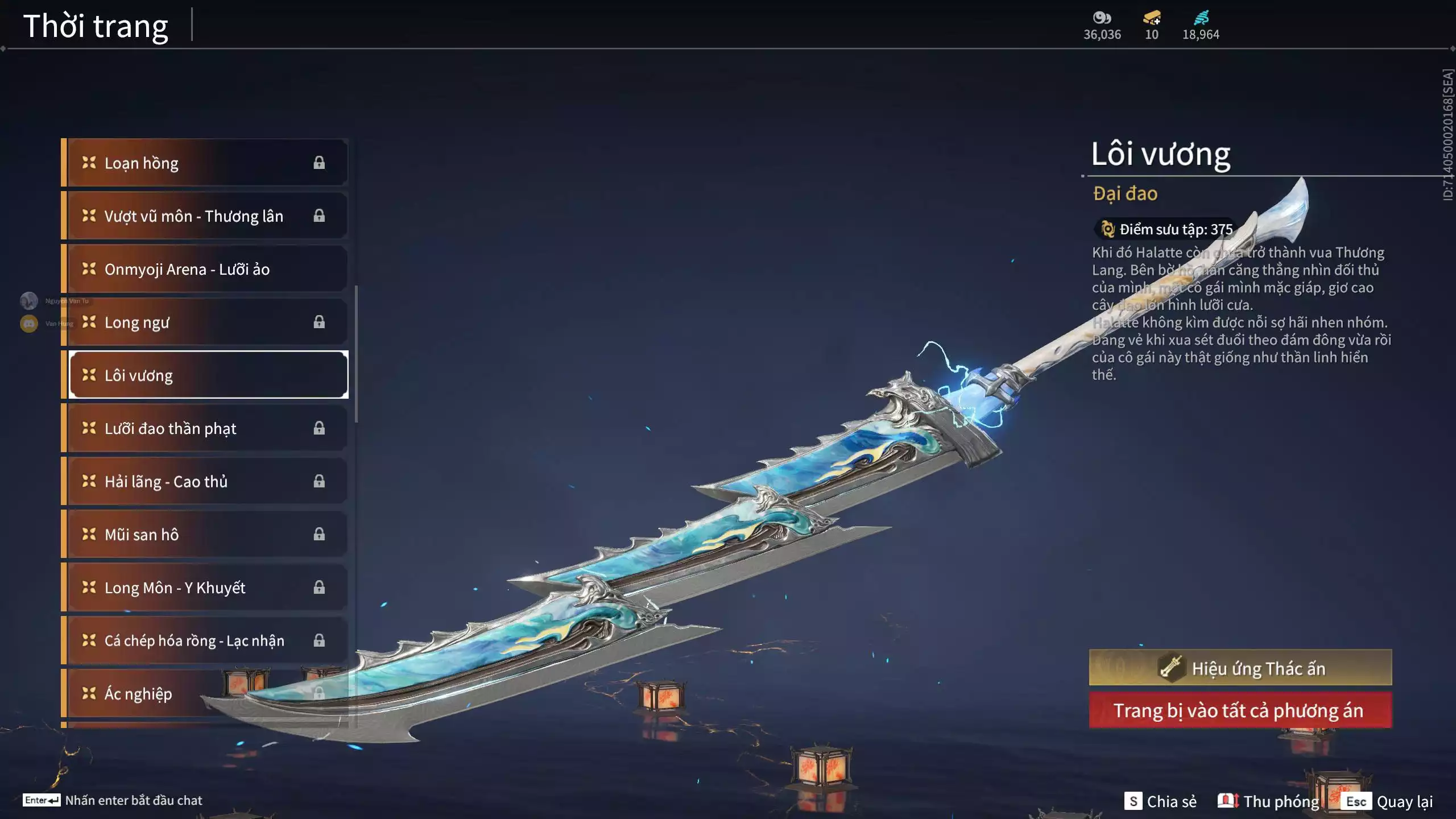 Ảnh Acc 681: 5 Vũ khí đỏ, 2 Trang phục đỏ