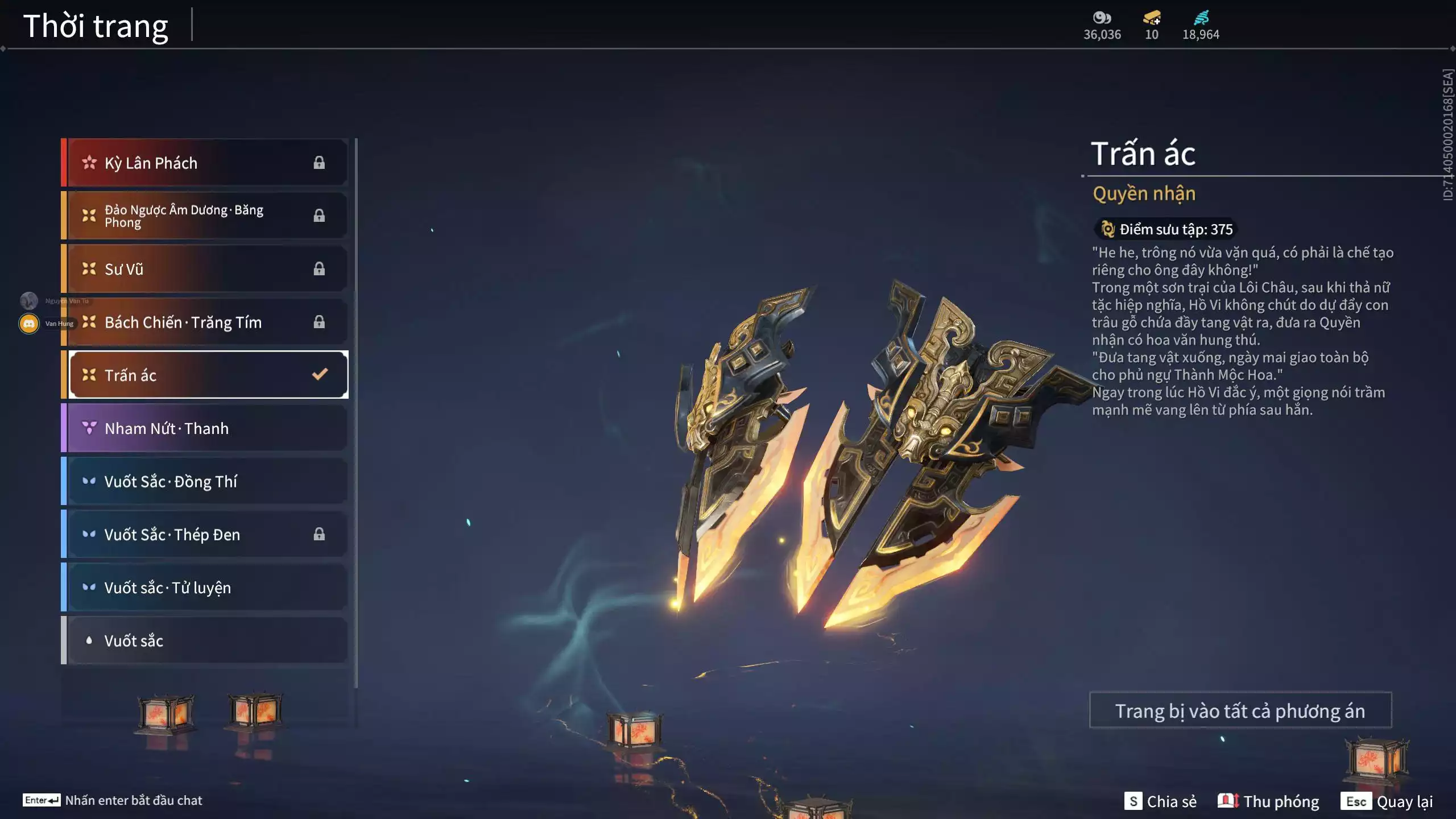 Ảnh Acc 681: 5 Vũ khí đỏ, 2 Trang phục đỏ