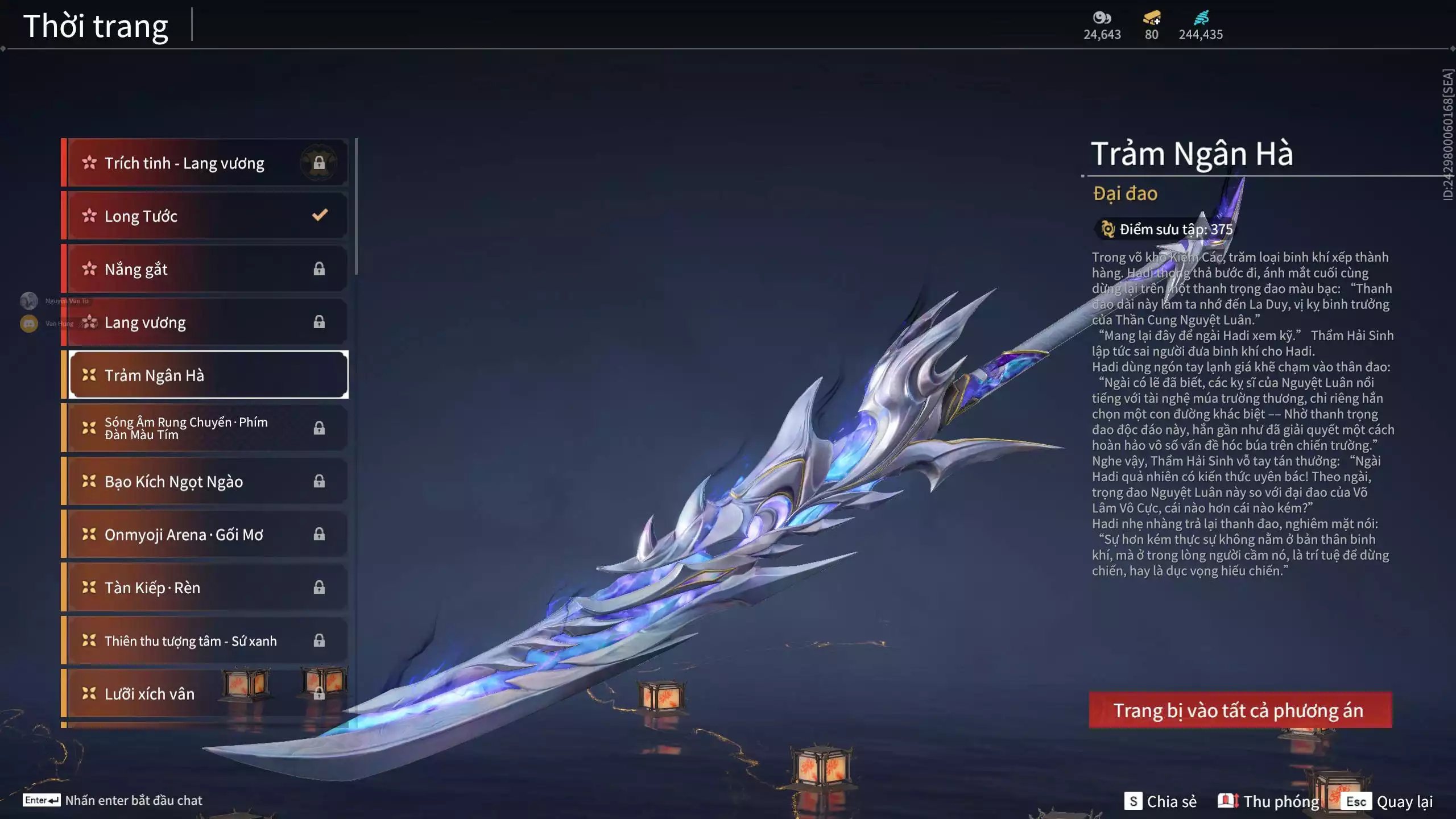 Ảnh Acc 412: 8 Vũ khí đỏ, 5 Trang phục đỏ