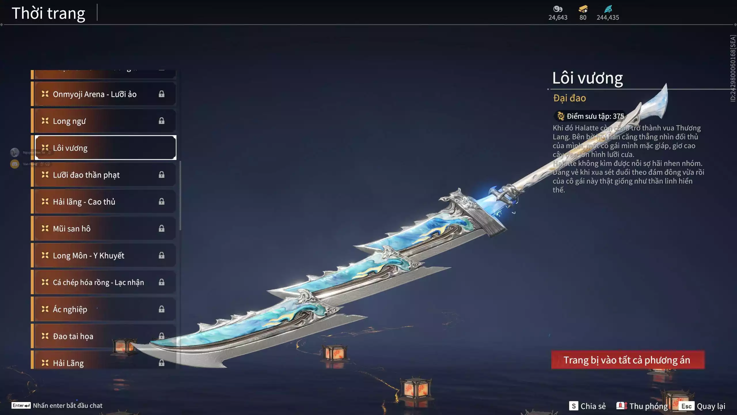 Ảnh Acc 412: 8 Vũ khí đỏ, 5 Trang phục đỏ