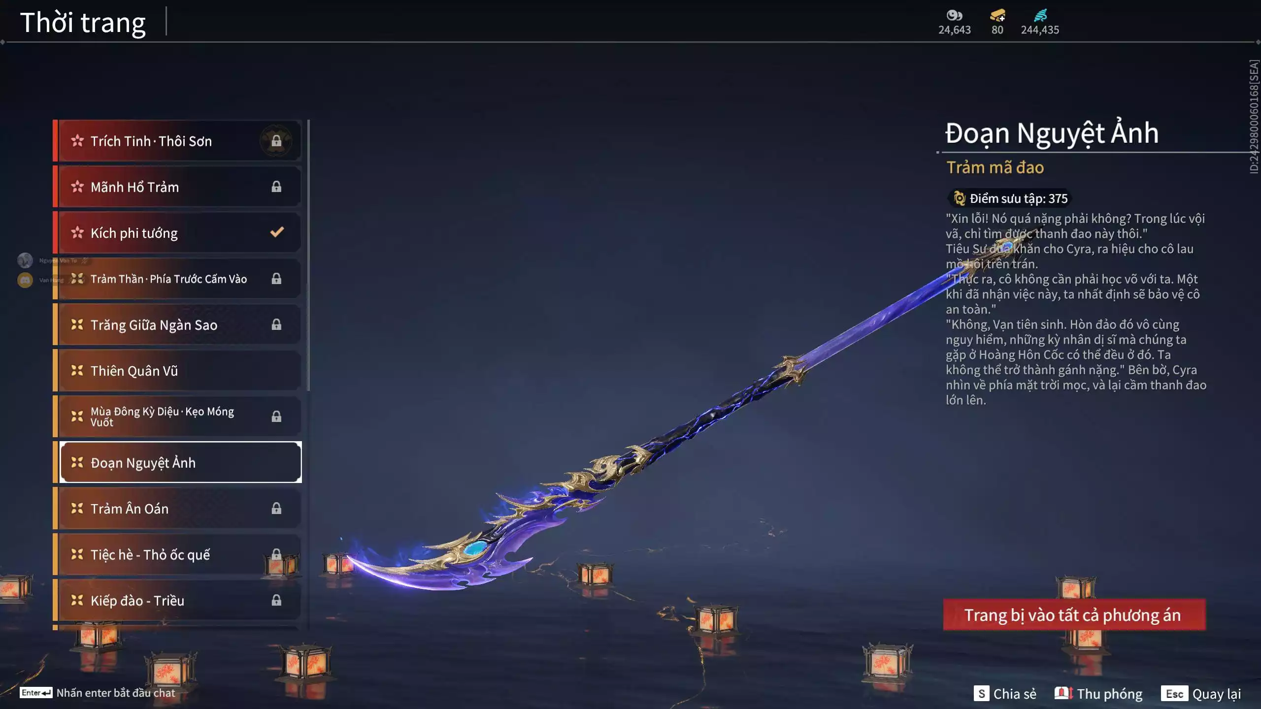 Ảnh Acc 412: 8 Vũ khí đỏ, 5 Trang phục đỏ