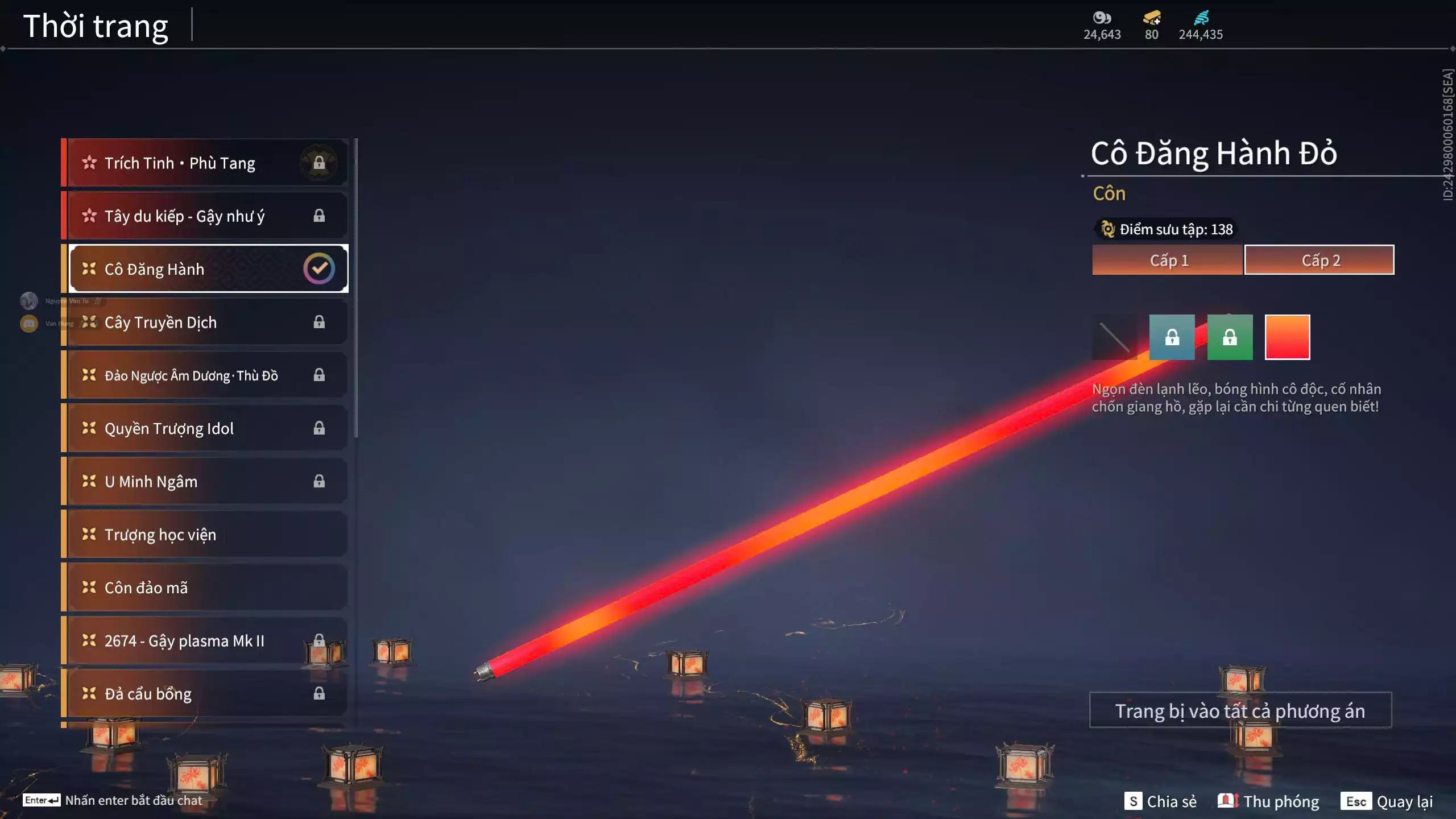 Ảnh Acc 412: 8 Vũ khí đỏ, 5 Trang phục đỏ