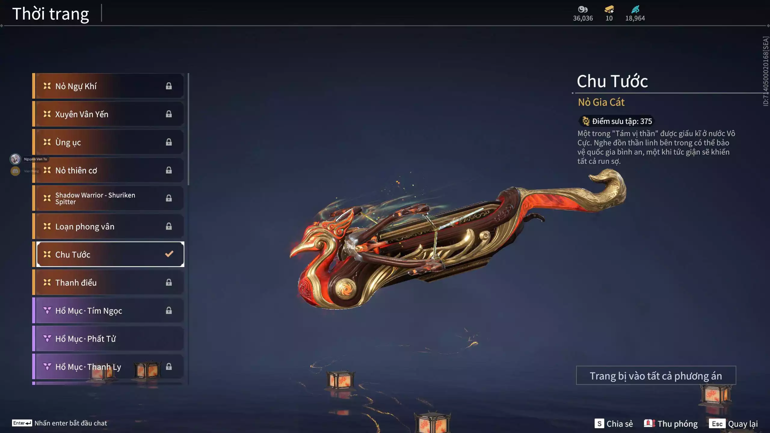 Ảnh Acc 681: 5 Vũ khí đỏ, 2 Trang phục đỏ