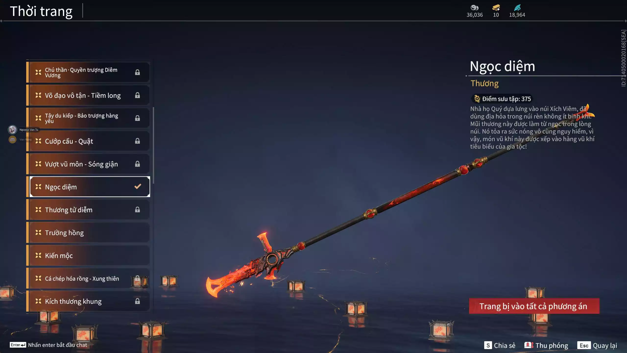 Ảnh Acc 681: 5 Vũ khí đỏ, 2 Trang phục đỏ