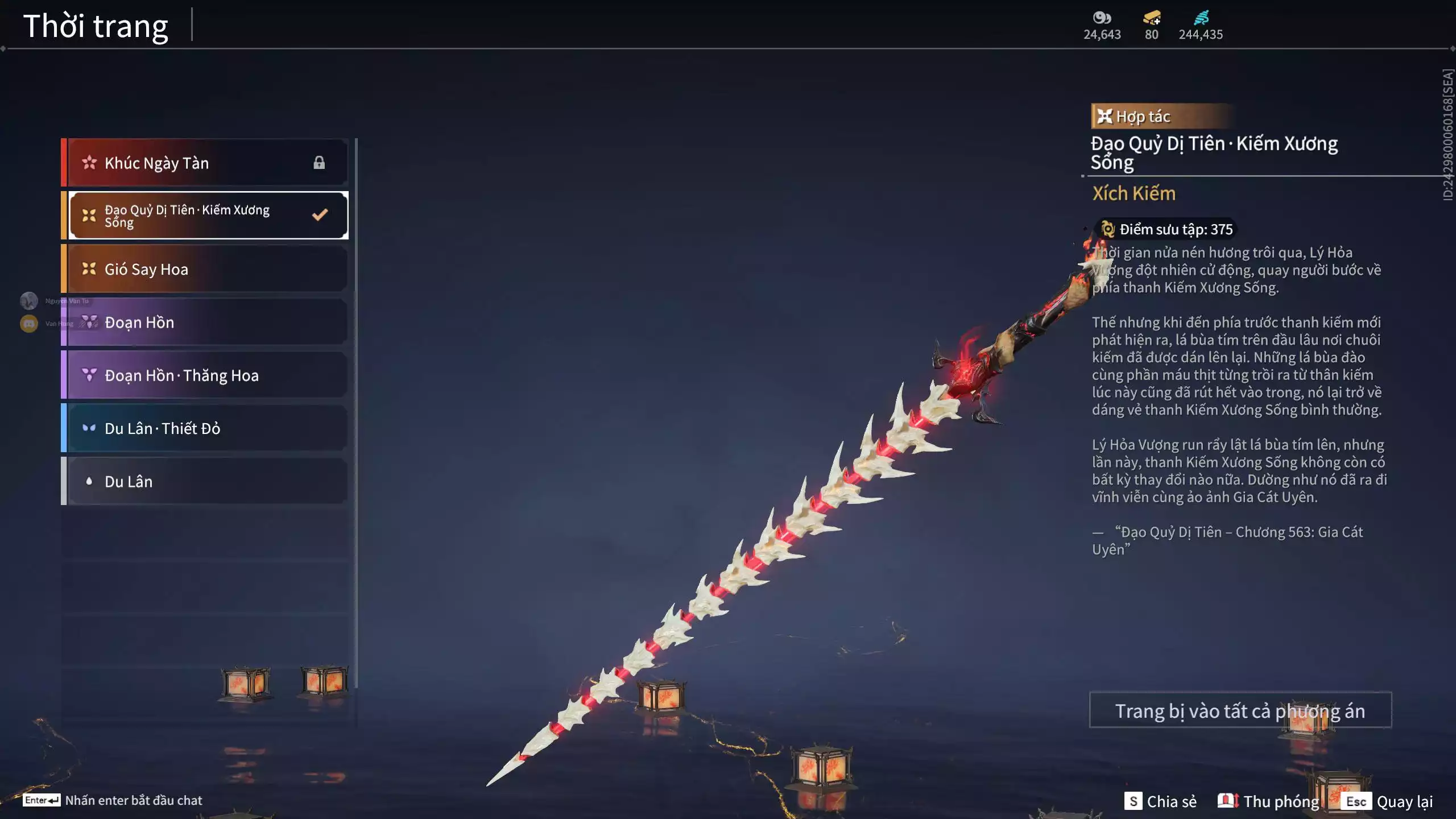 Ảnh Acc 412: 8 Vũ khí đỏ, 5 Trang phục đỏ