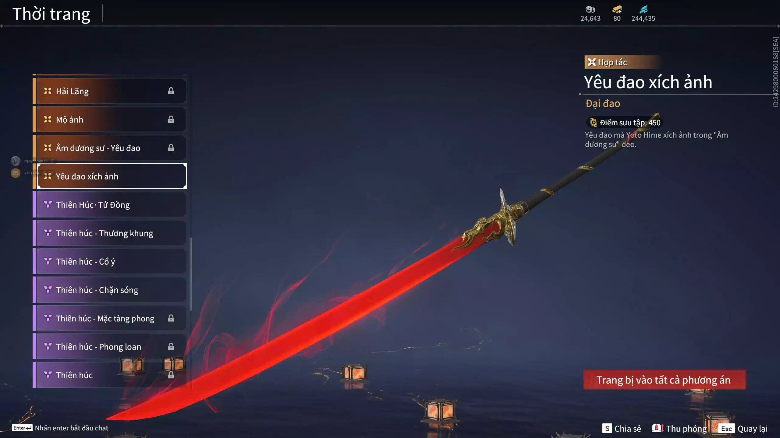 Ảnh Acc 412: 8 Vũ khí đỏ, 5 Trang phục đỏ