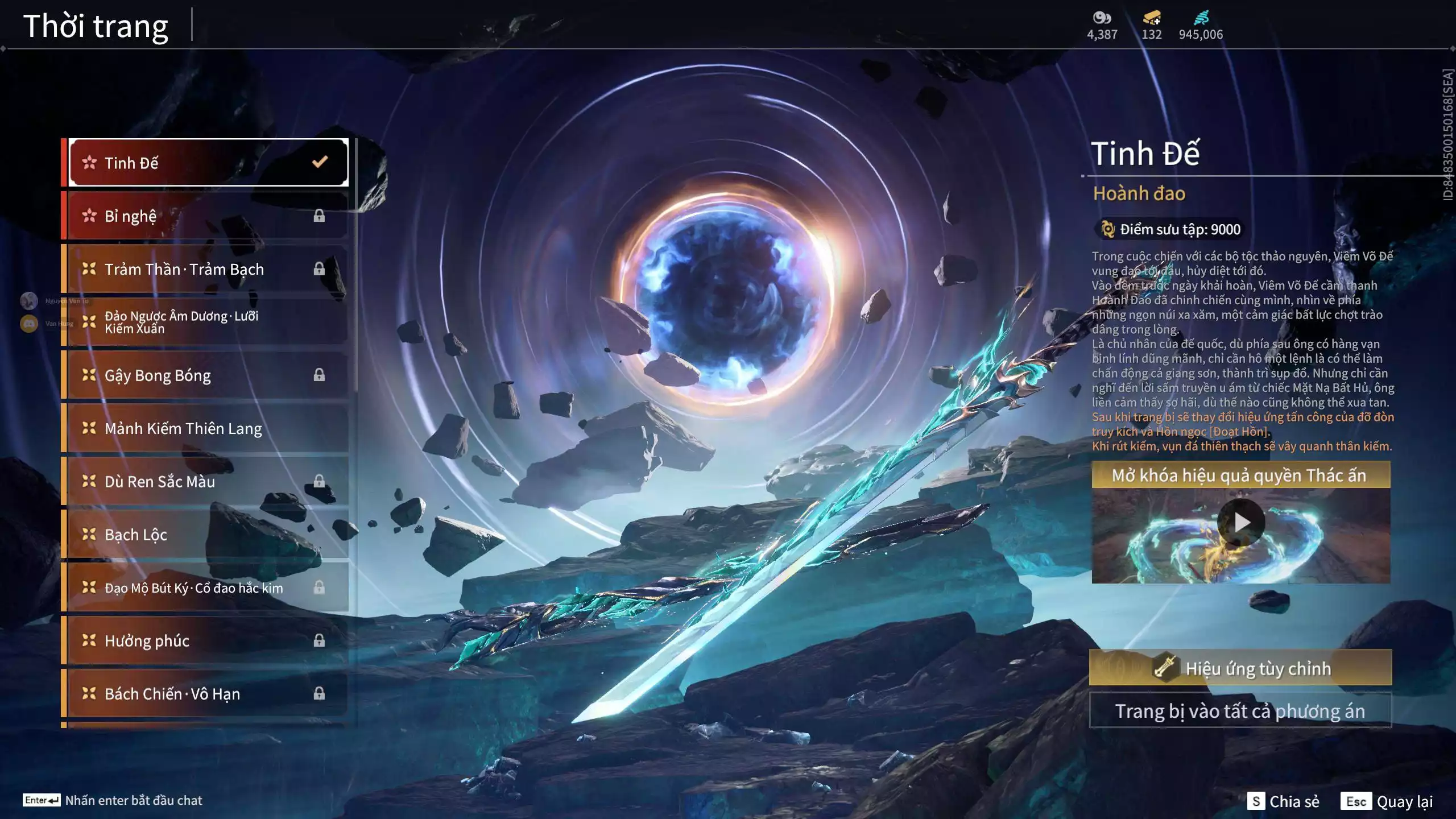 Ảnh Acc 664: 7 Vũ khí đỏ, 5 Trang phục đỏ