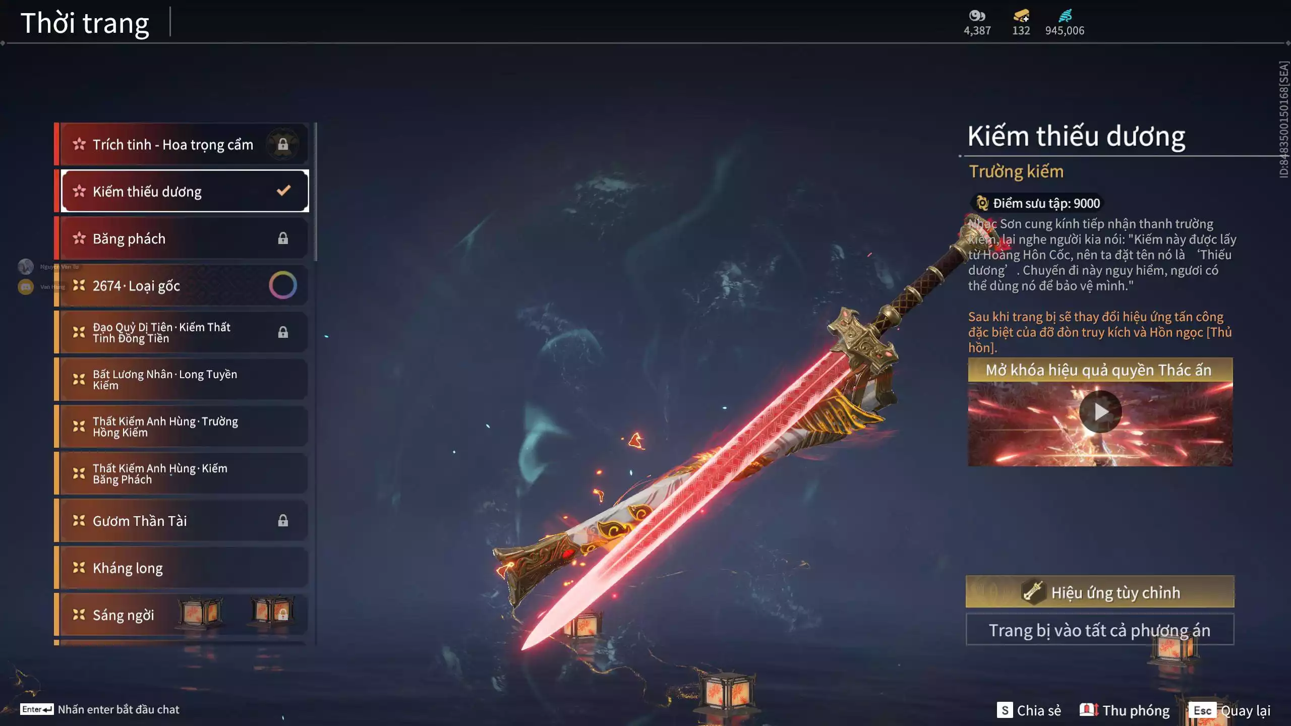 Ảnh Acc 664: 7 Vũ khí đỏ, 5 Trang phục đỏ