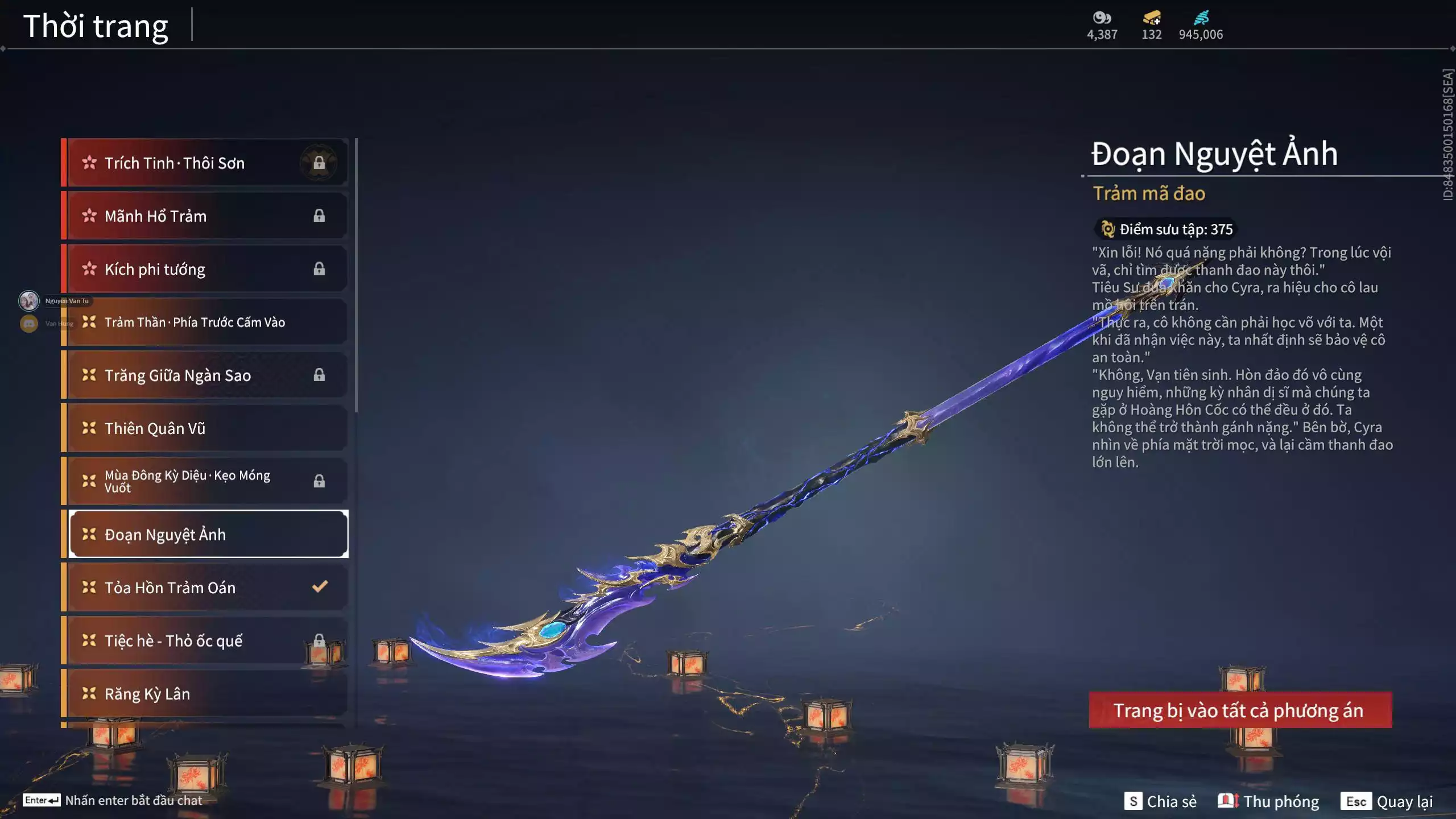 Ảnh Acc 664: 7 Vũ khí đỏ, 5 Trang phục đỏ