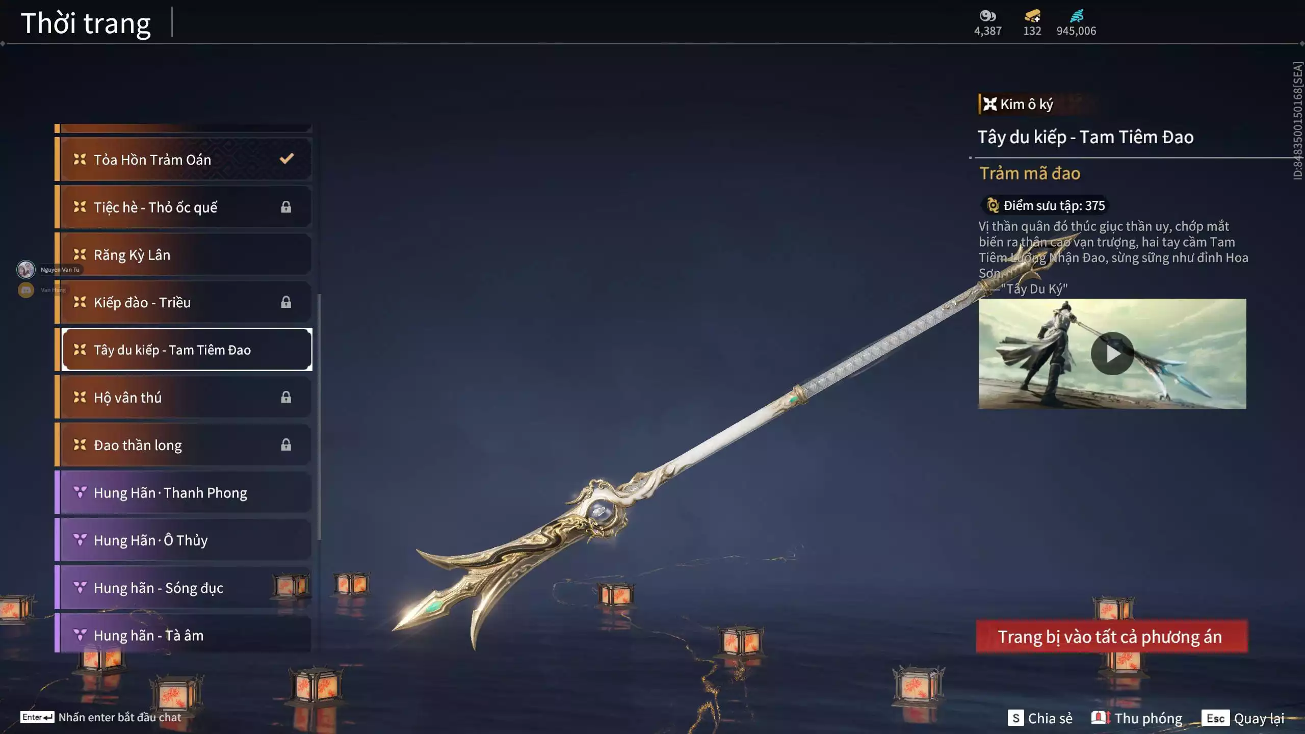 Ảnh Acc 664: 7 Vũ khí đỏ, 5 Trang phục đỏ