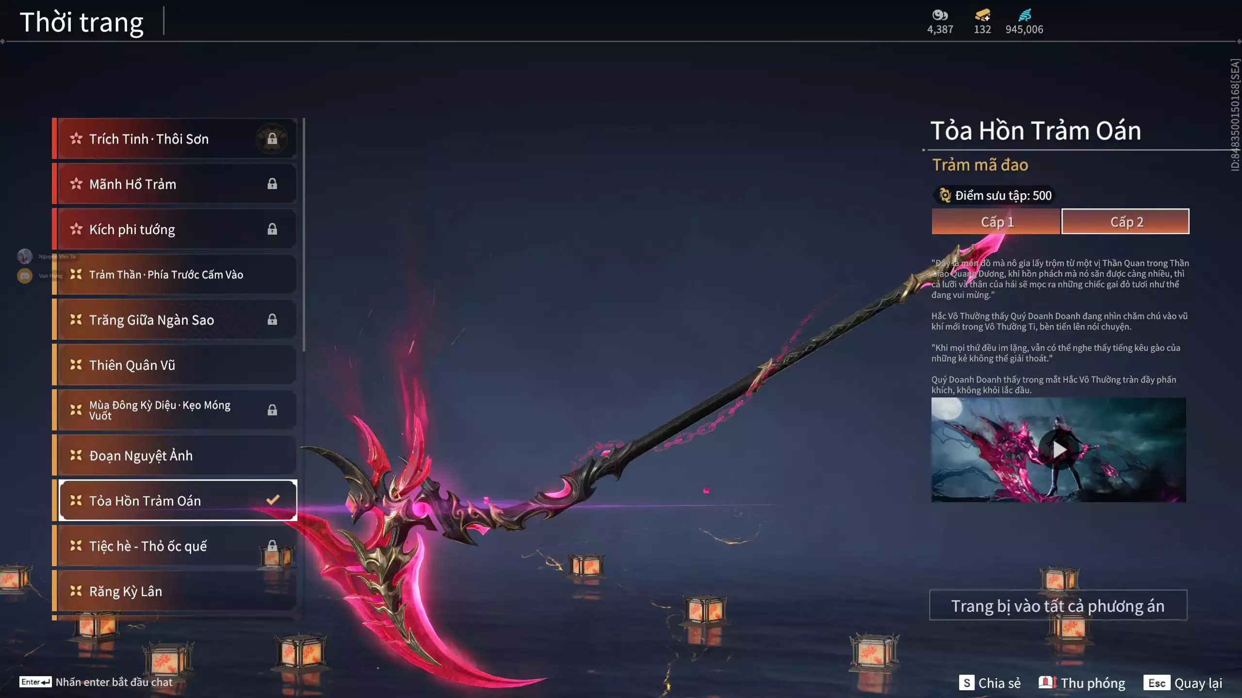 Ảnh Acc 664: 7 Vũ khí đỏ, 5 Trang phục đỏ