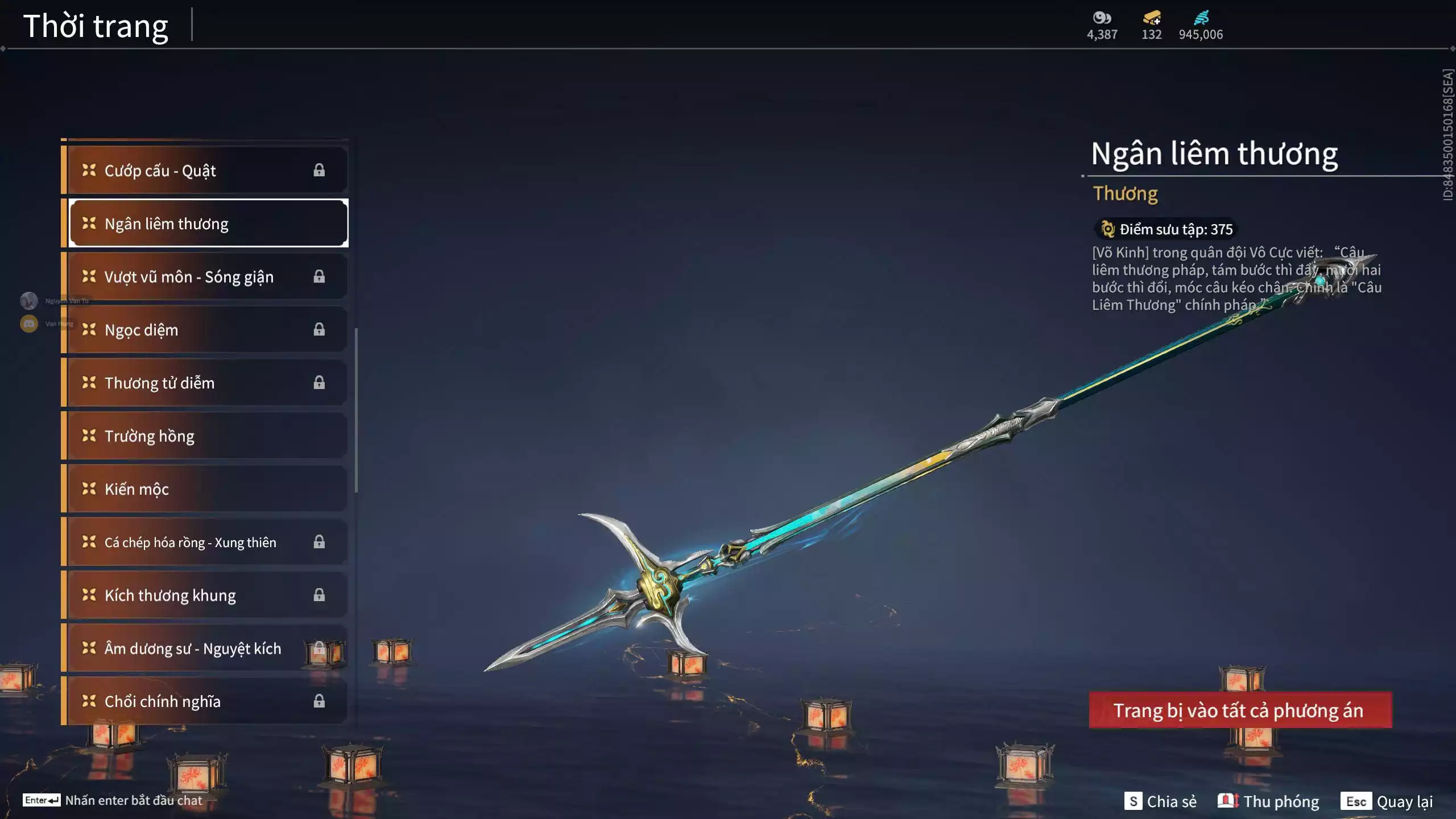 Ảnh Acc 664: 7 Vũ khí đỏ, 5 Trang phục đỏ