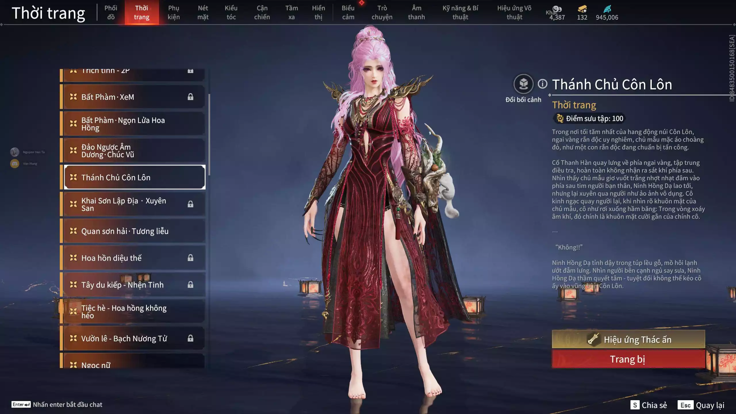 Ảnh Acc 664: 7 Vũ khí đỏ, 5 Trang phục đỏ