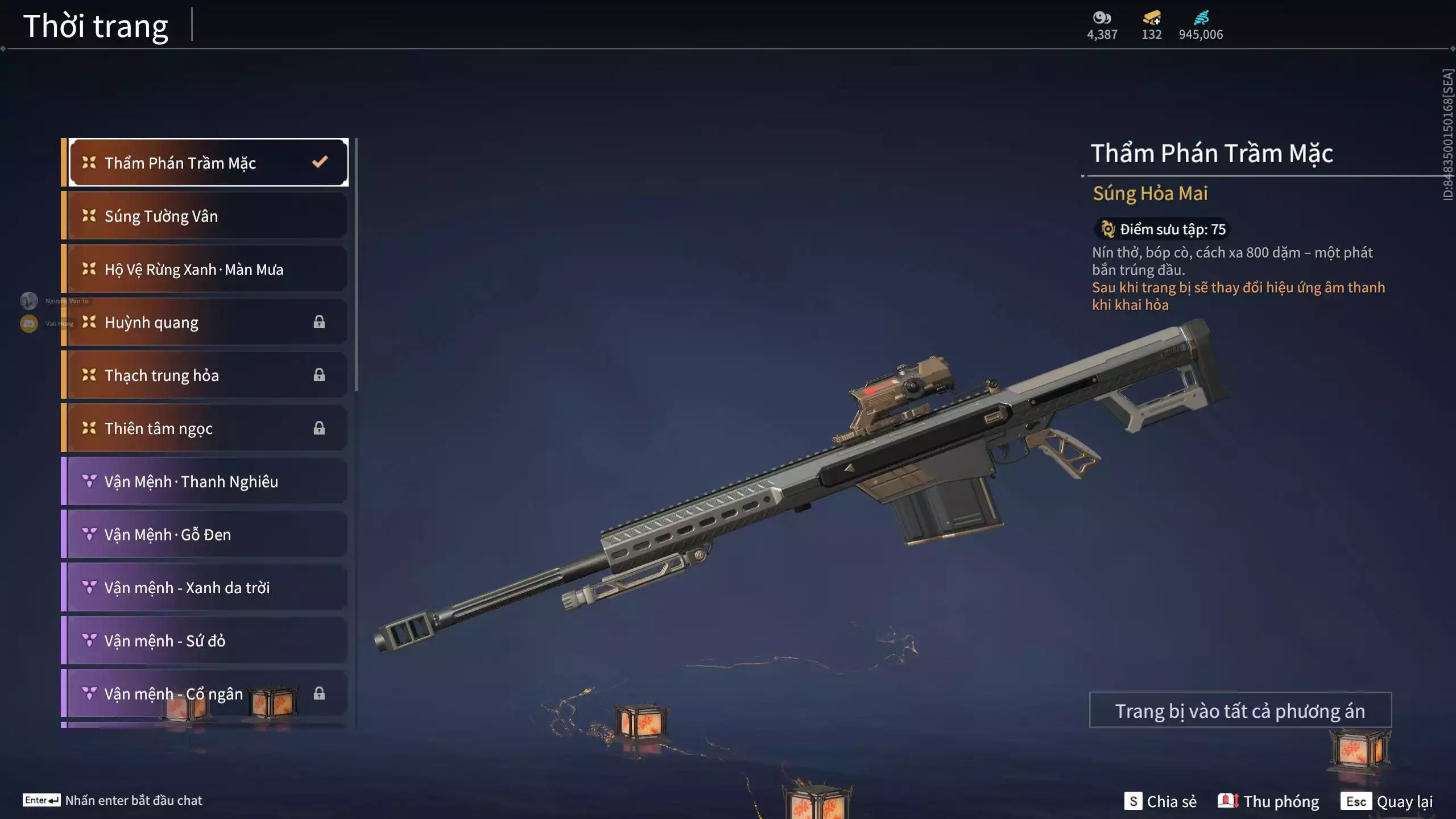 Ảnh Acc 664: 7 Vũ khí đỏ, 5 Trang phục đỏ