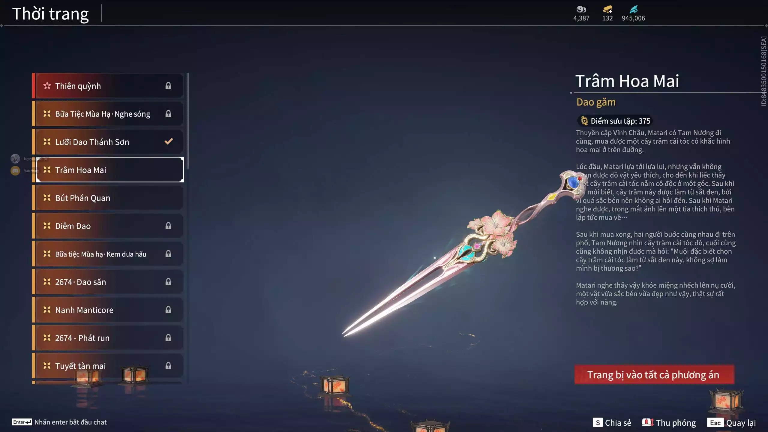 Ảnh Acc 664: 7 Vũ khí đỏ, 5 Trang phục đỏ